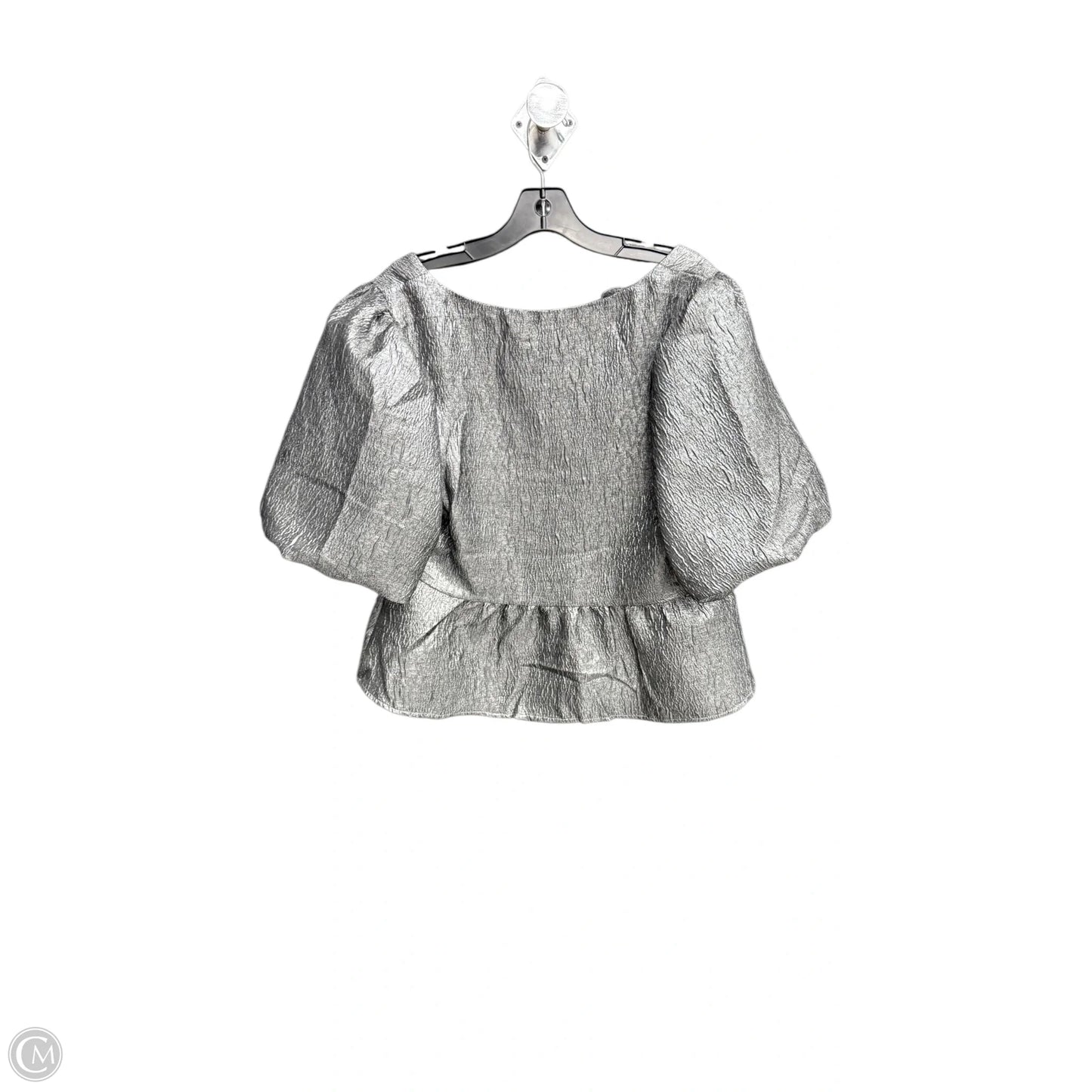 Top Short Sleeve By H&m In Silver, Size: L