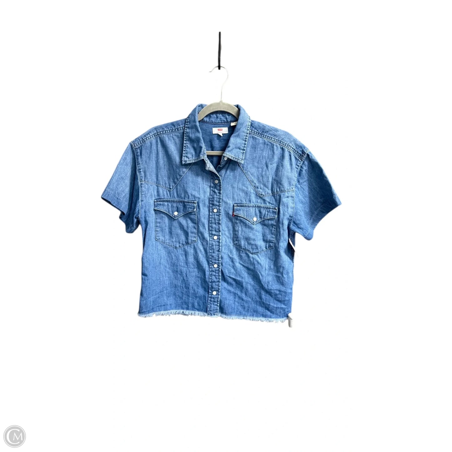 Top Short Sleeve By Levis In Blue Denim, Size: S