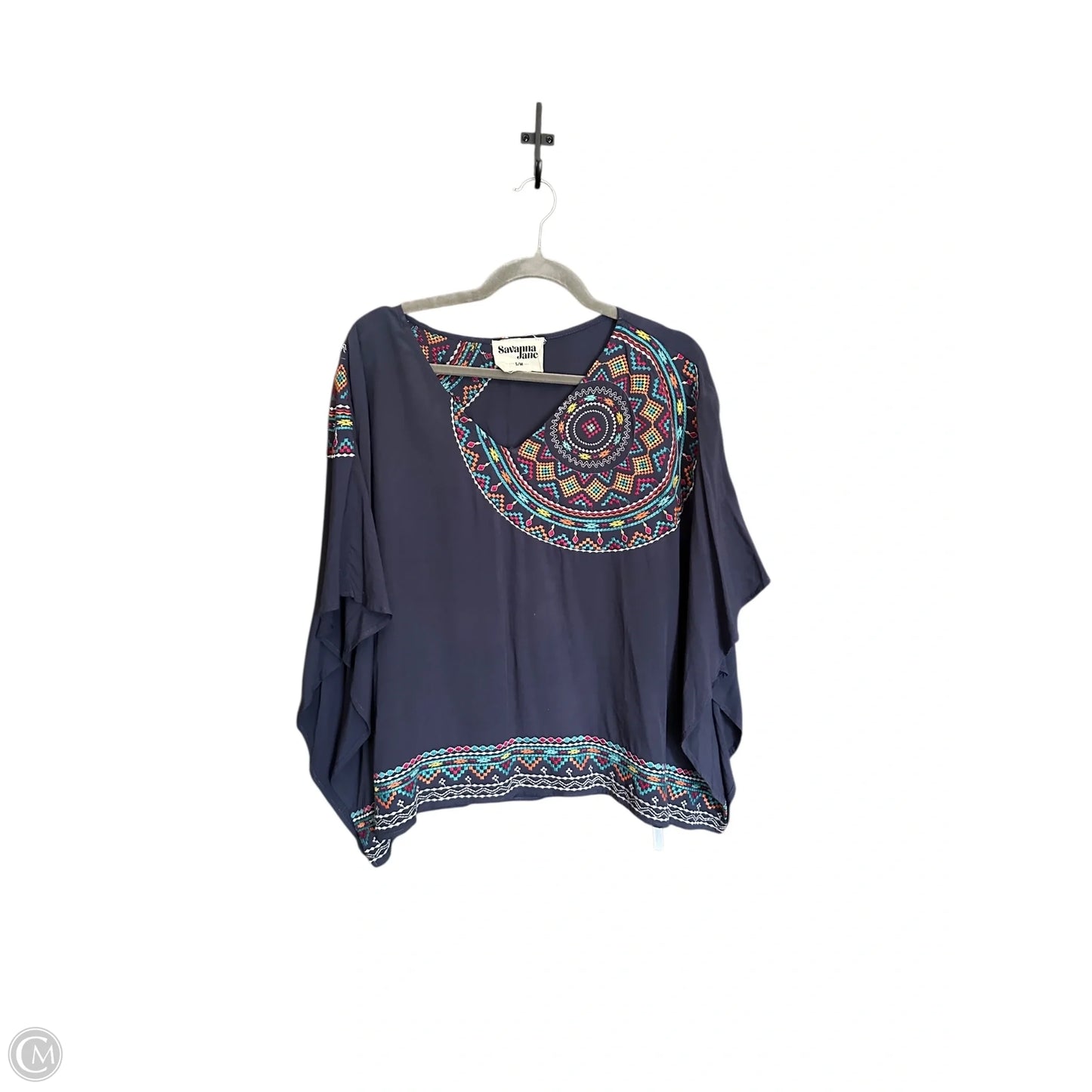Top Short Sleeve By Savanna Jane In Blue, Size: S