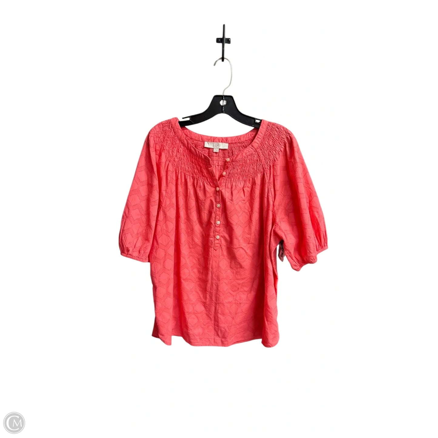Top Short Sleeve By Loft In Coral, Size: L
