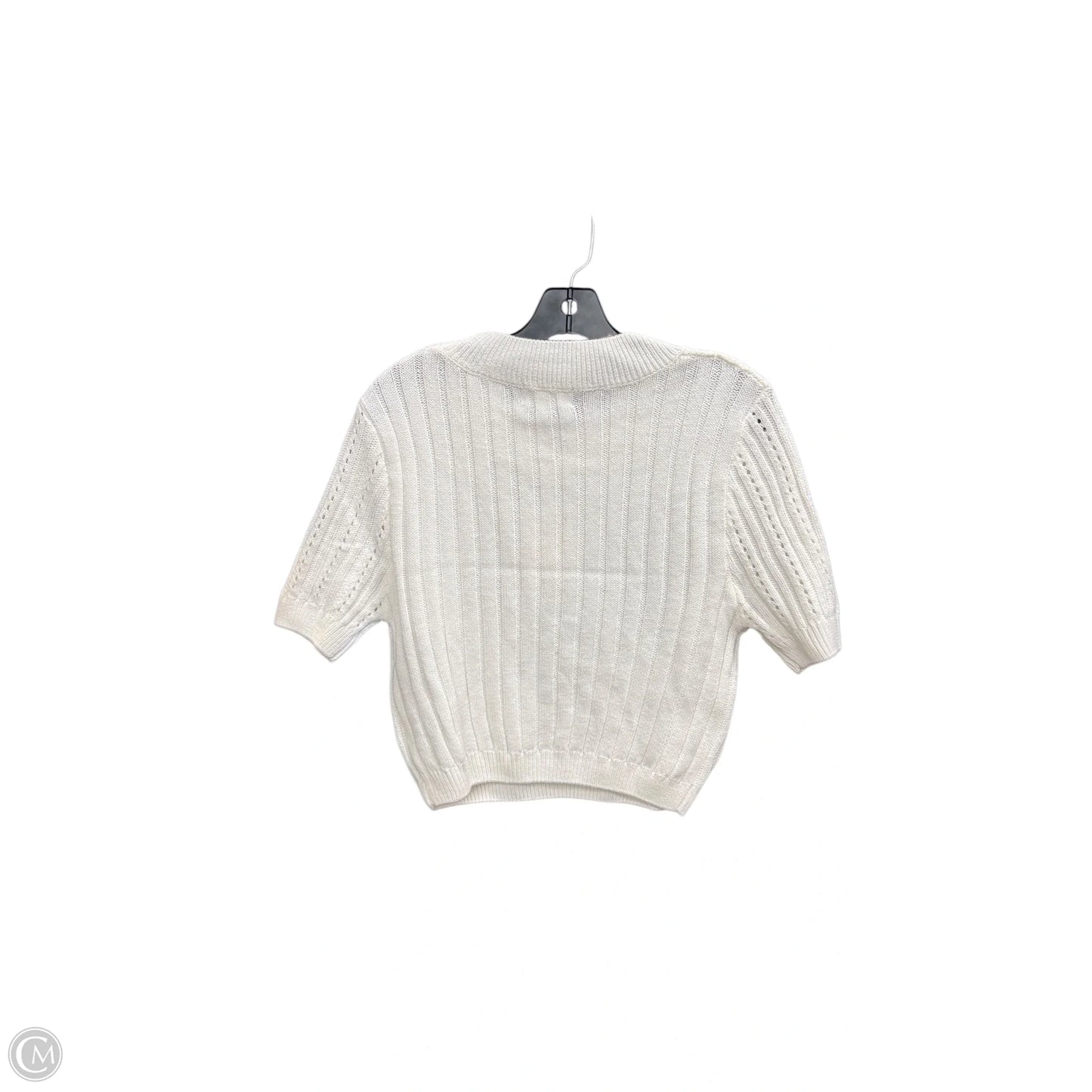 Sweater Short Sleeve By Mable In White, Size: L