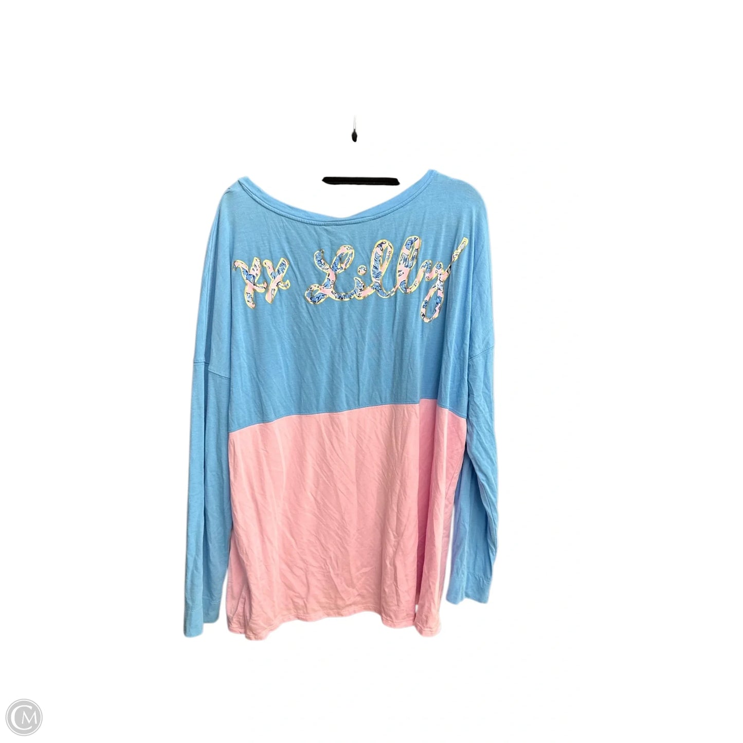 Top Long Sleeve Designer By Lilly Pulitzer In Blue & Pink, Size: Xl