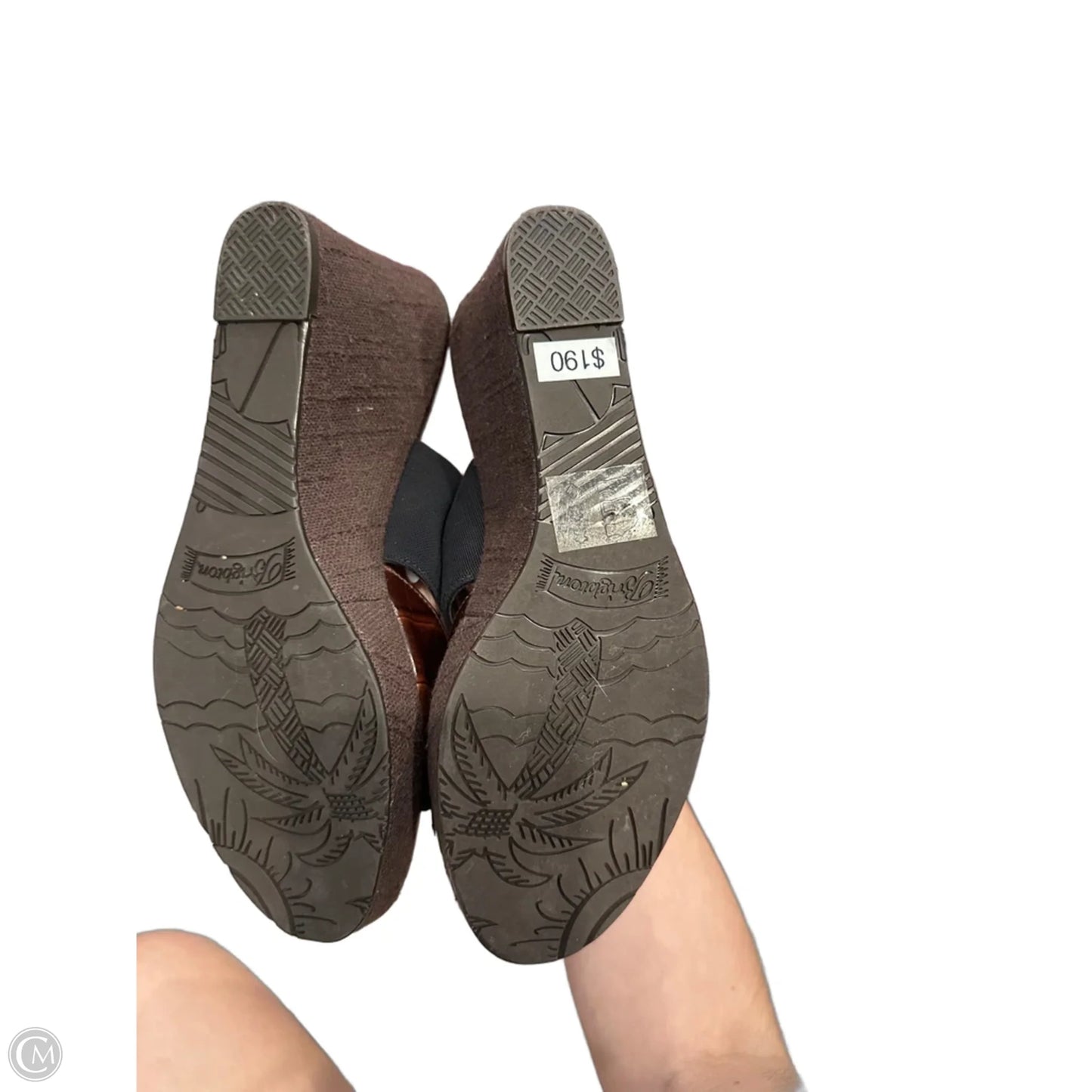 Shoes Heels Wedge By Brighton In Black & Brown, Size: 8