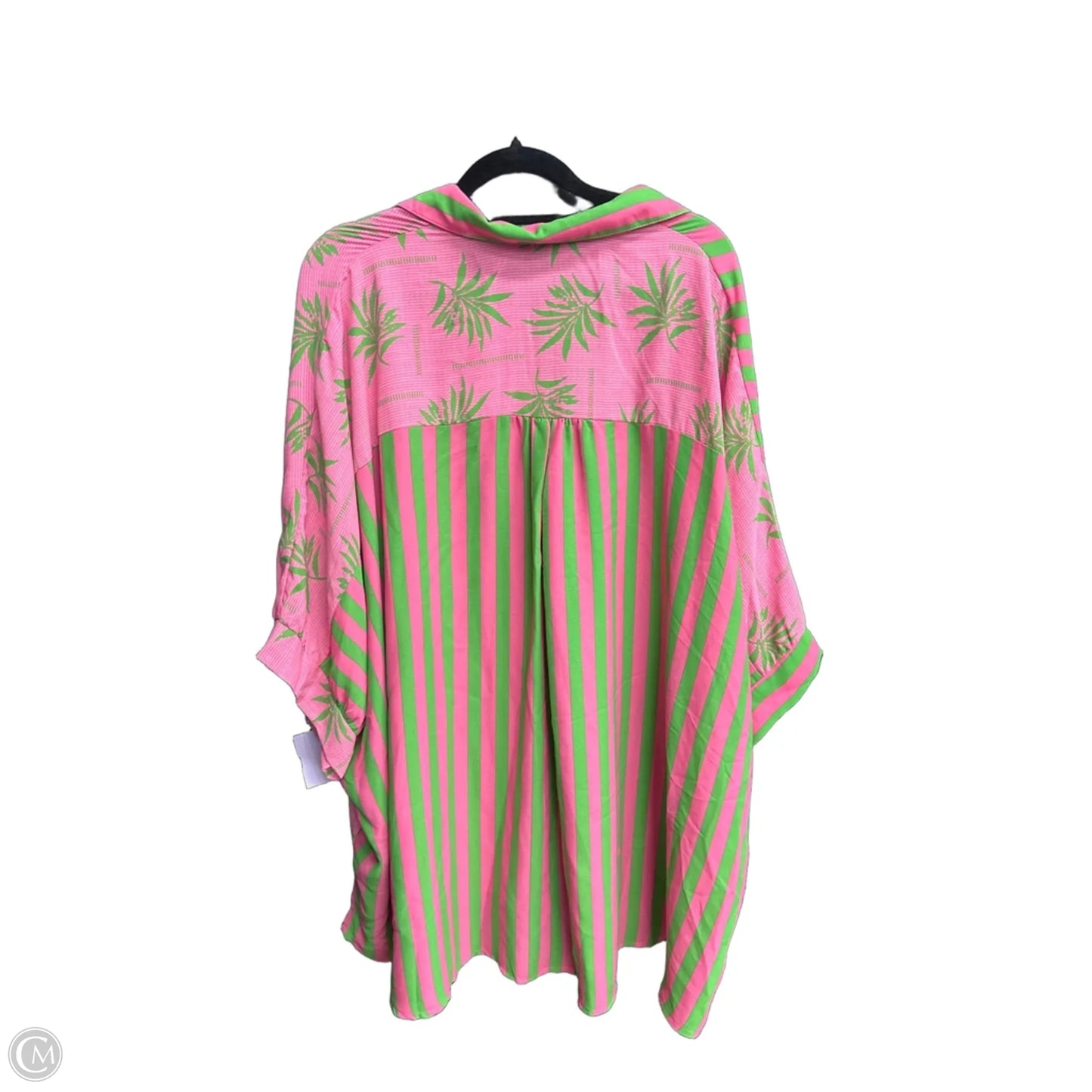 Top Short Sleeve By Adrienne In Green & Pink, Size: L