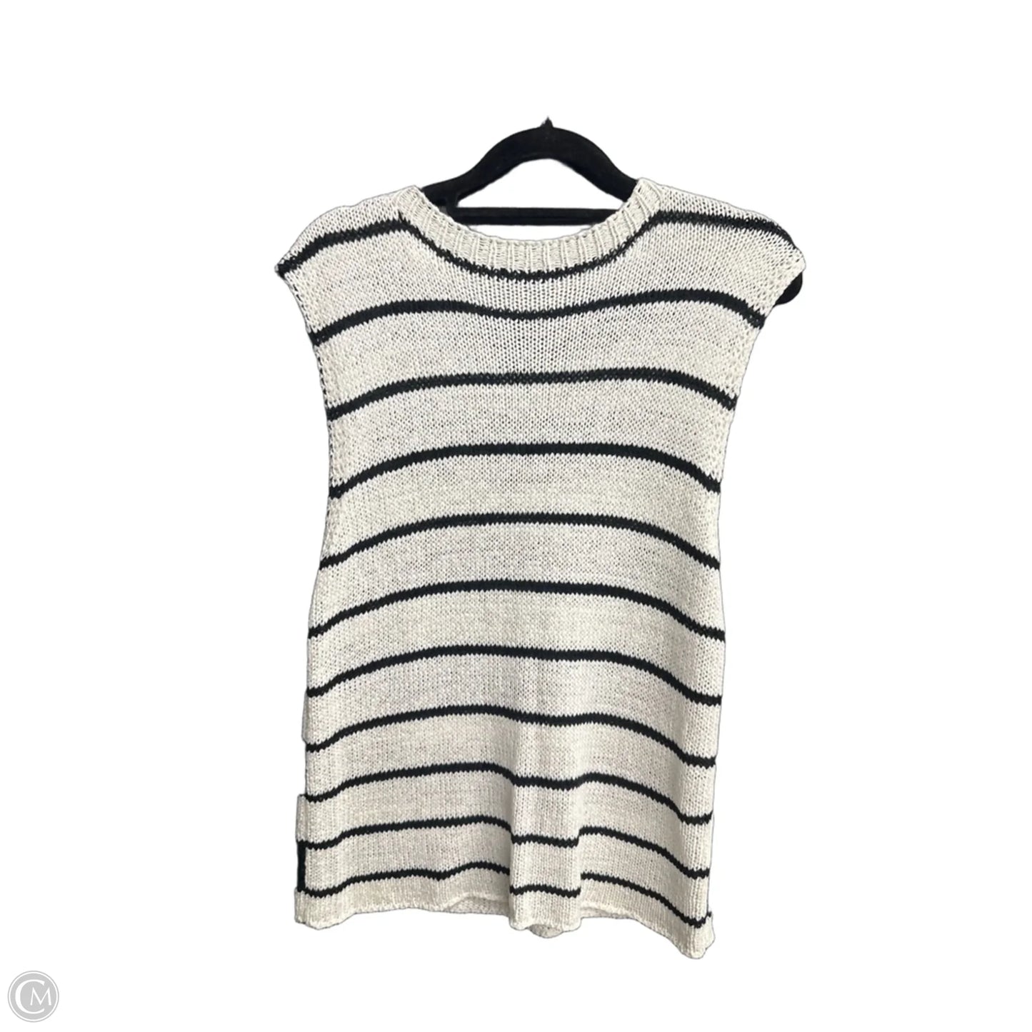 Sweater Short Sleeve By Clothes Mentor In Black & White, Size: S