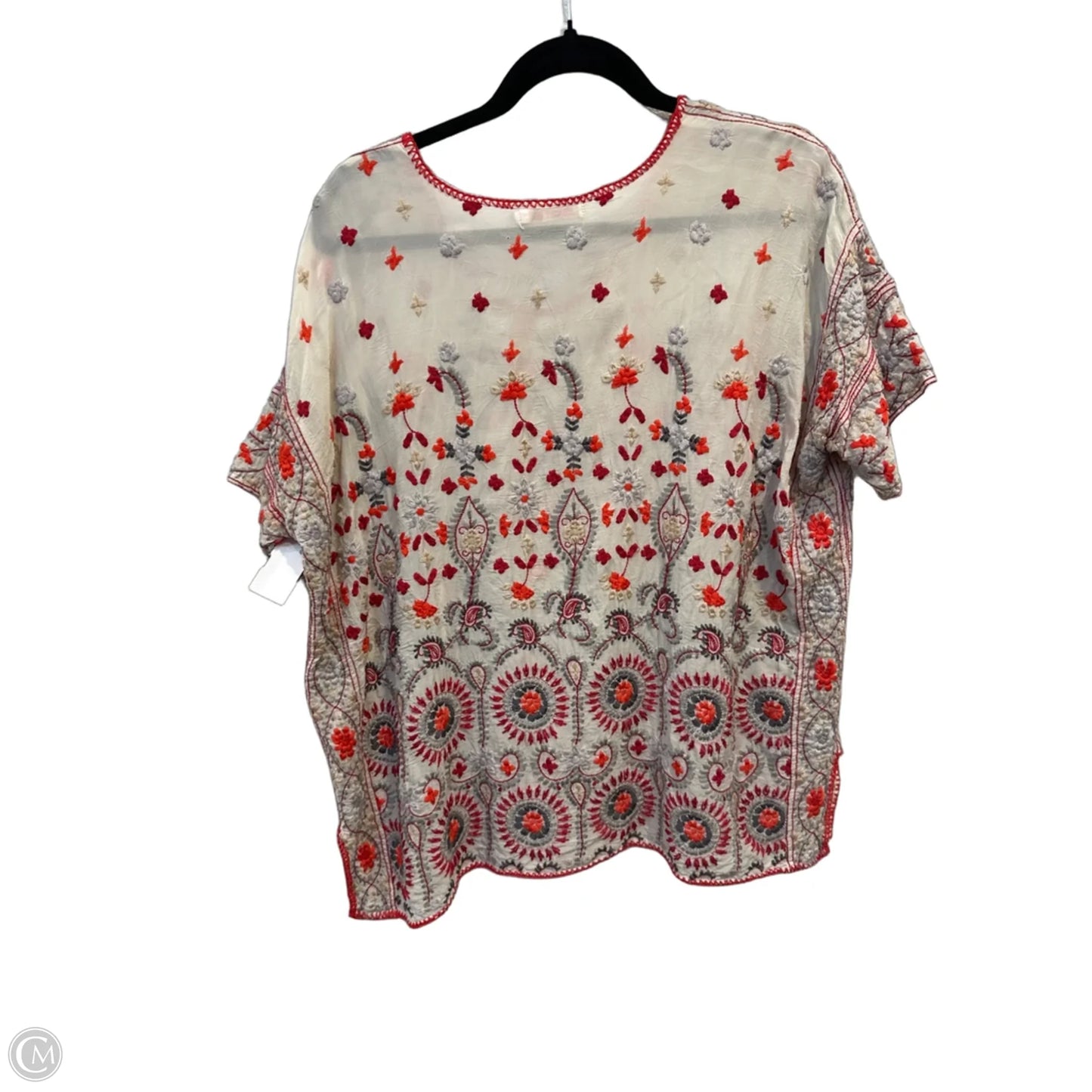 Blouse Short Sleeve By Johnny Was In Orange & Red, Size: S