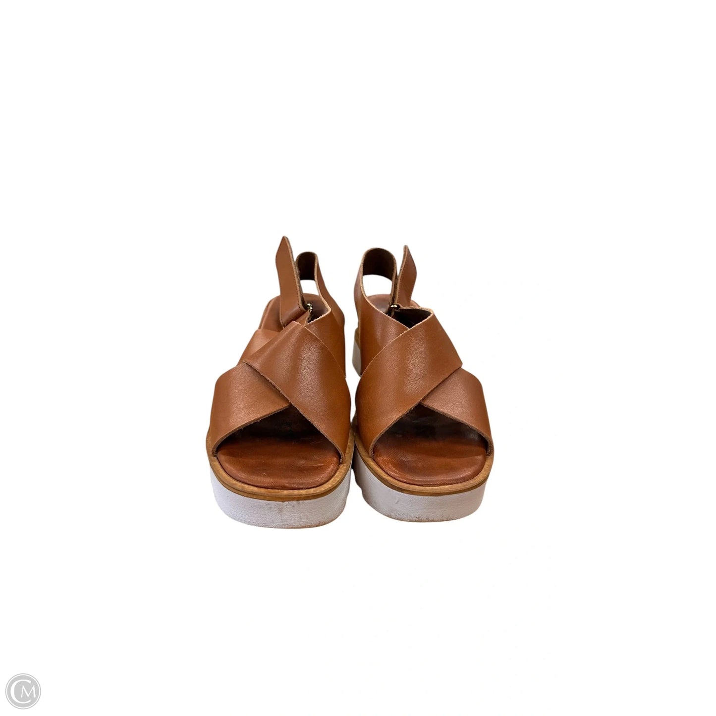 Sandals Heels Wedge By Clothes Mentor In Brown, Size: 7.5