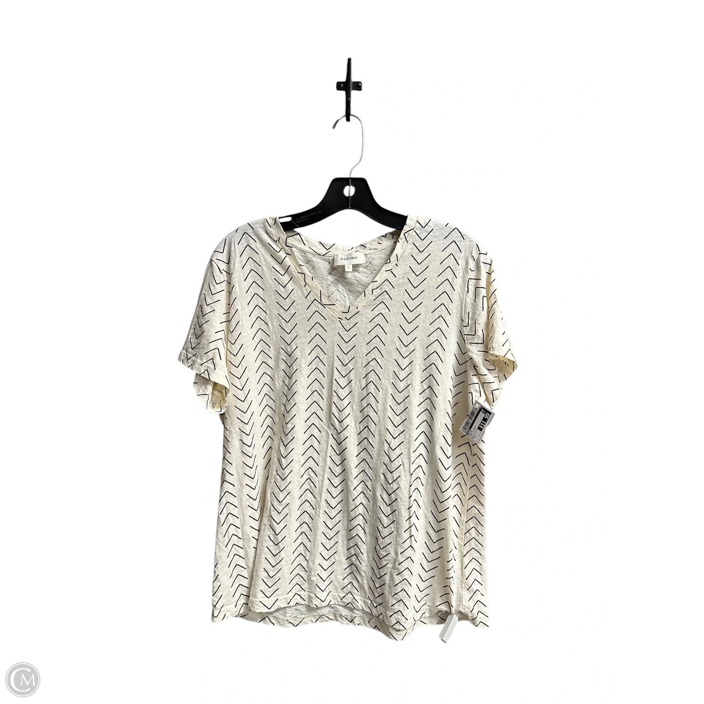 Top Short Sleeve By Bohme In Black & White, Size: L