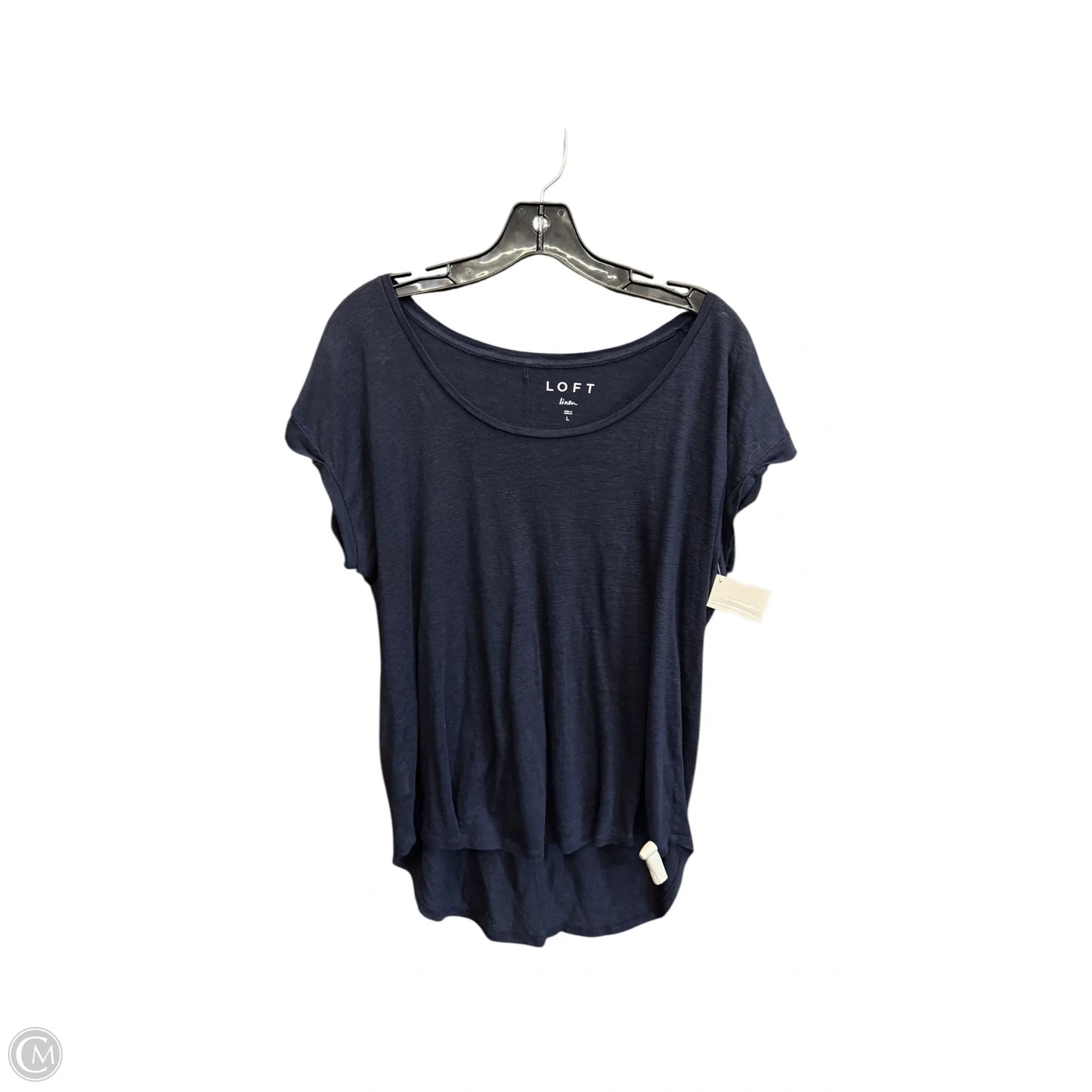 Top Short Sleeve By Loft In Navy, Size: L