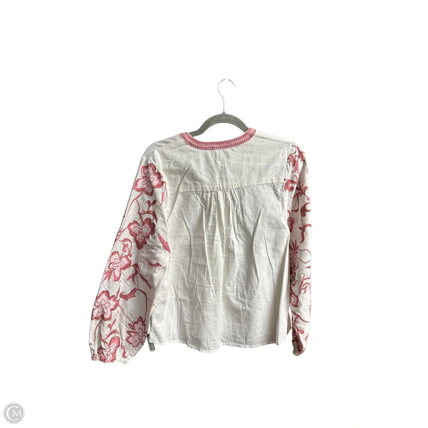 Top Long Sleeve By Calypso St Barth In Pink & White, Size: M