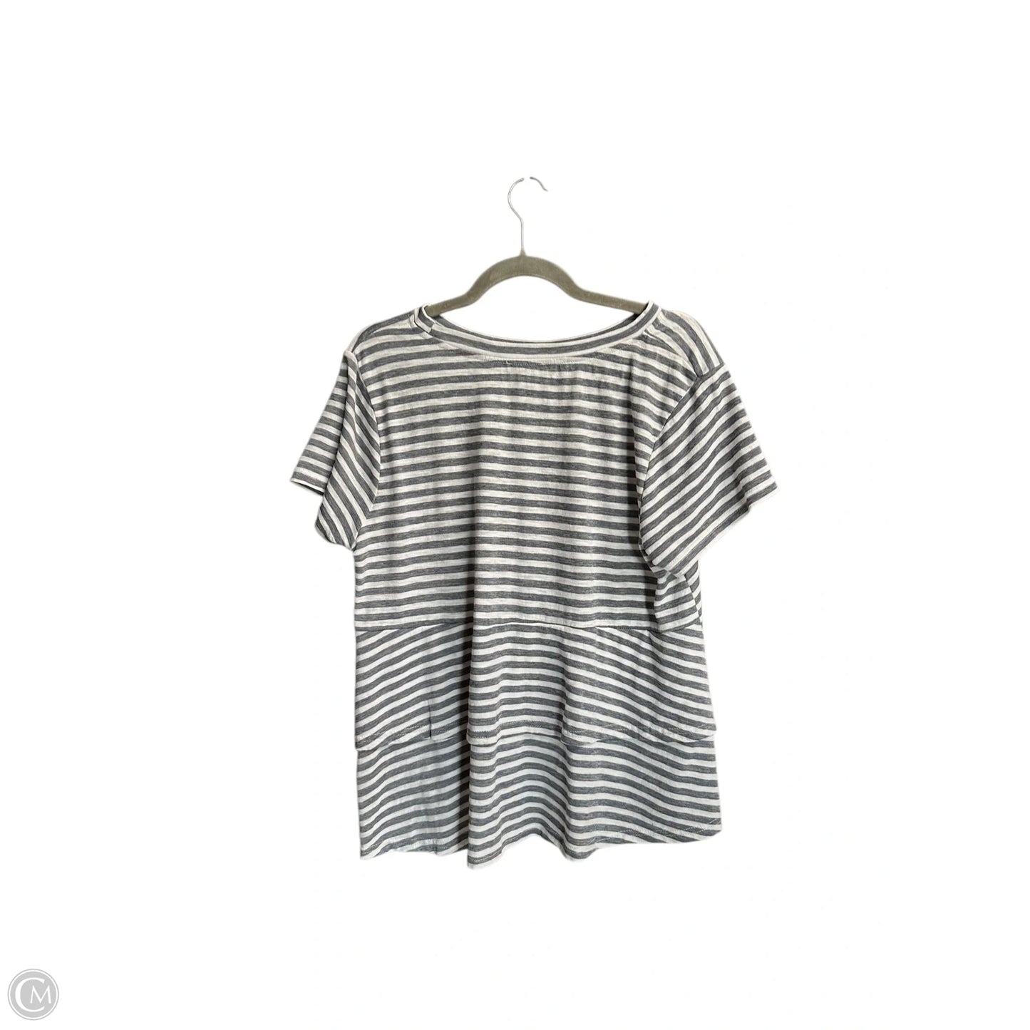 Top Short Sleeve By Cotton Bleu In Grey & White, Size: M