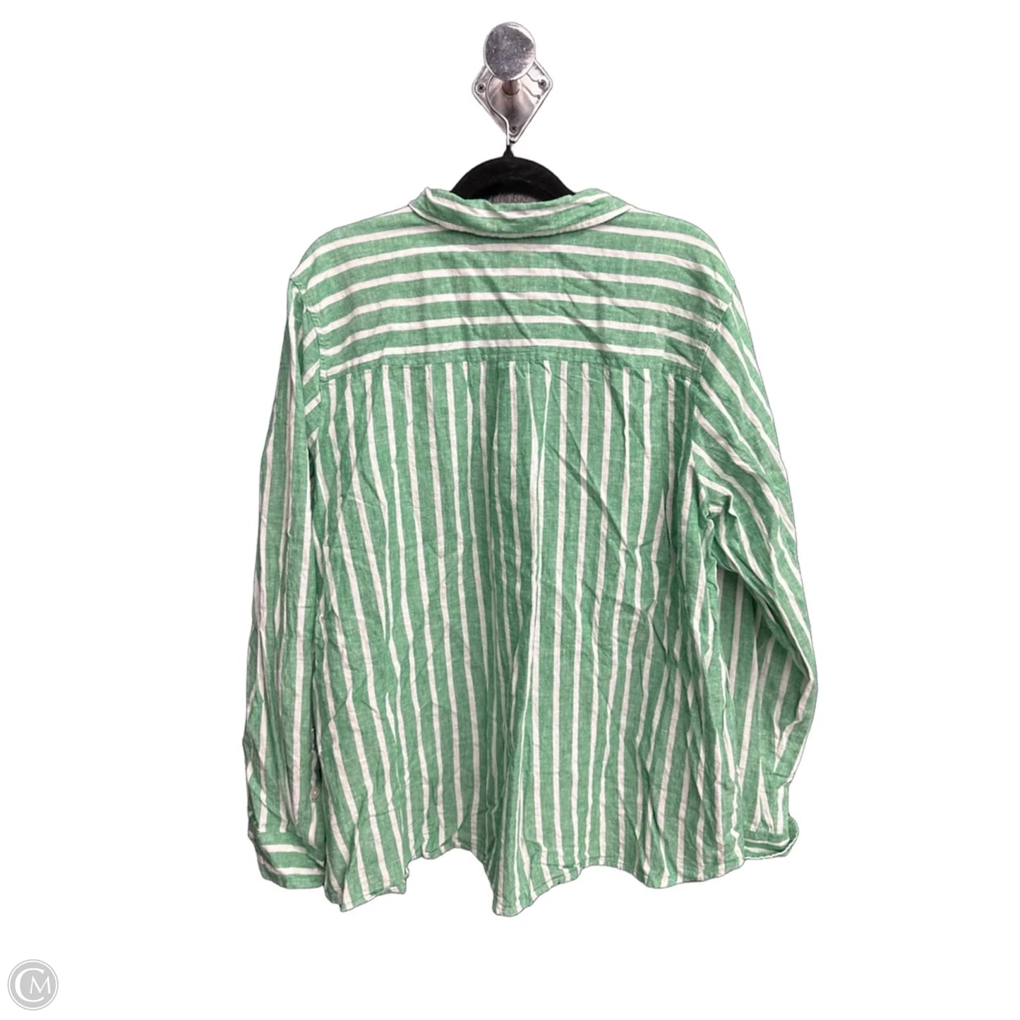 Top Long Sleeve By J. Crew In Green & White, Size: 2x