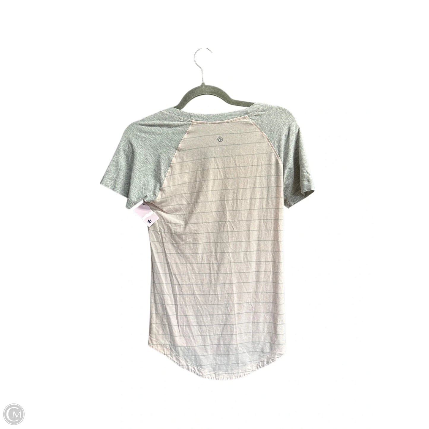 Athletic Top Short Sleeve By Lululemon In Striped Pattern, Size: Xs
