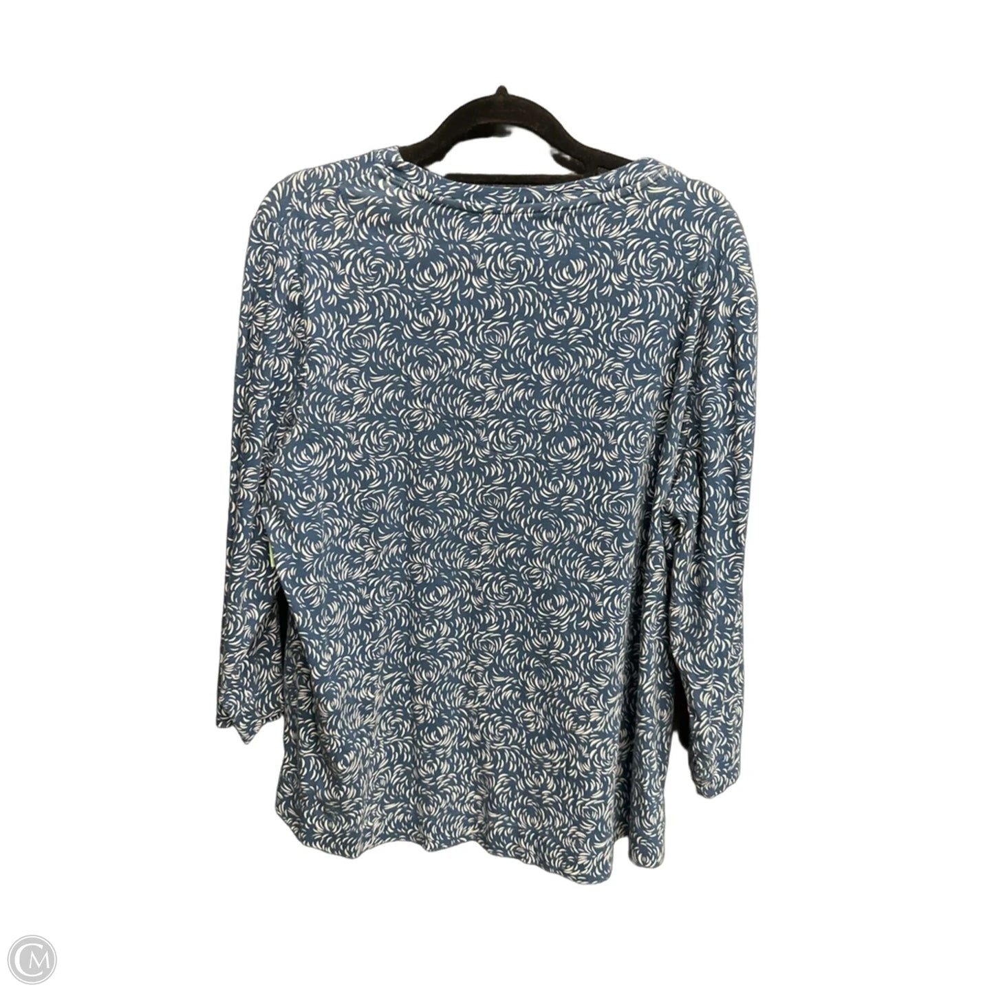 Top 3/4 Sleeve By Chicos In Blue & White, Size: Xl