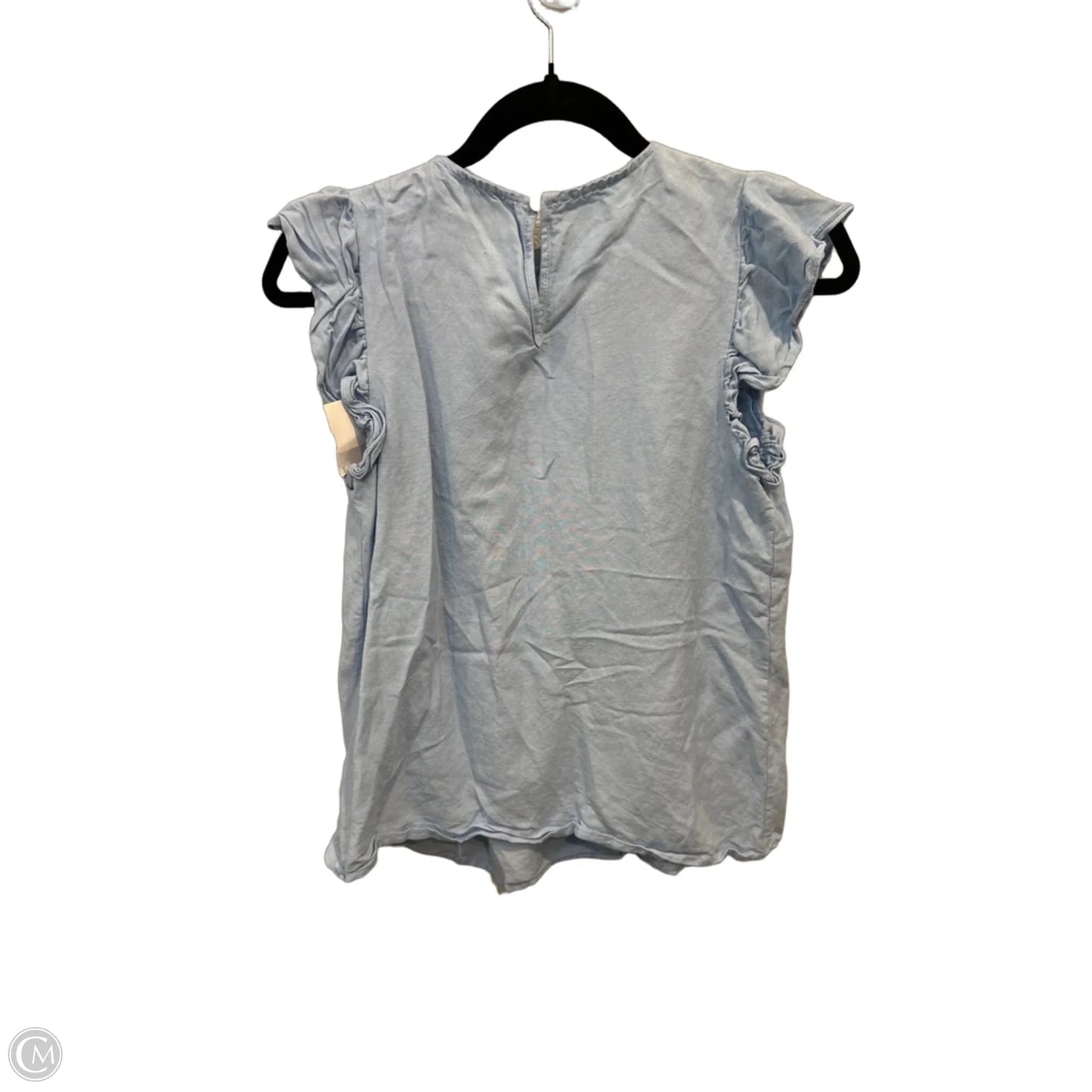 Blouse Short Sleeve By J.marie In Blue & White, Size: S