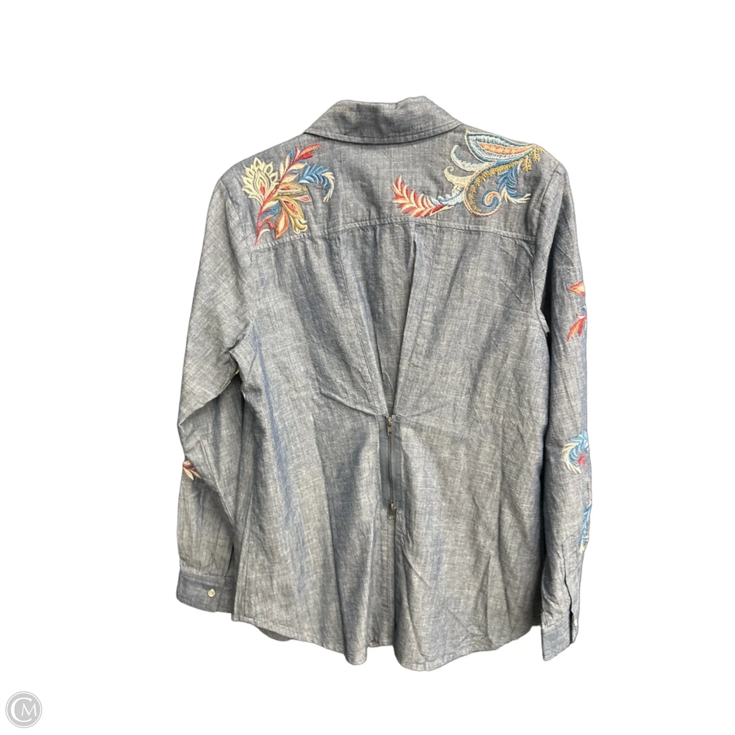 Top Long Sleeve By Johnny Was In Blue Denim, Size: M