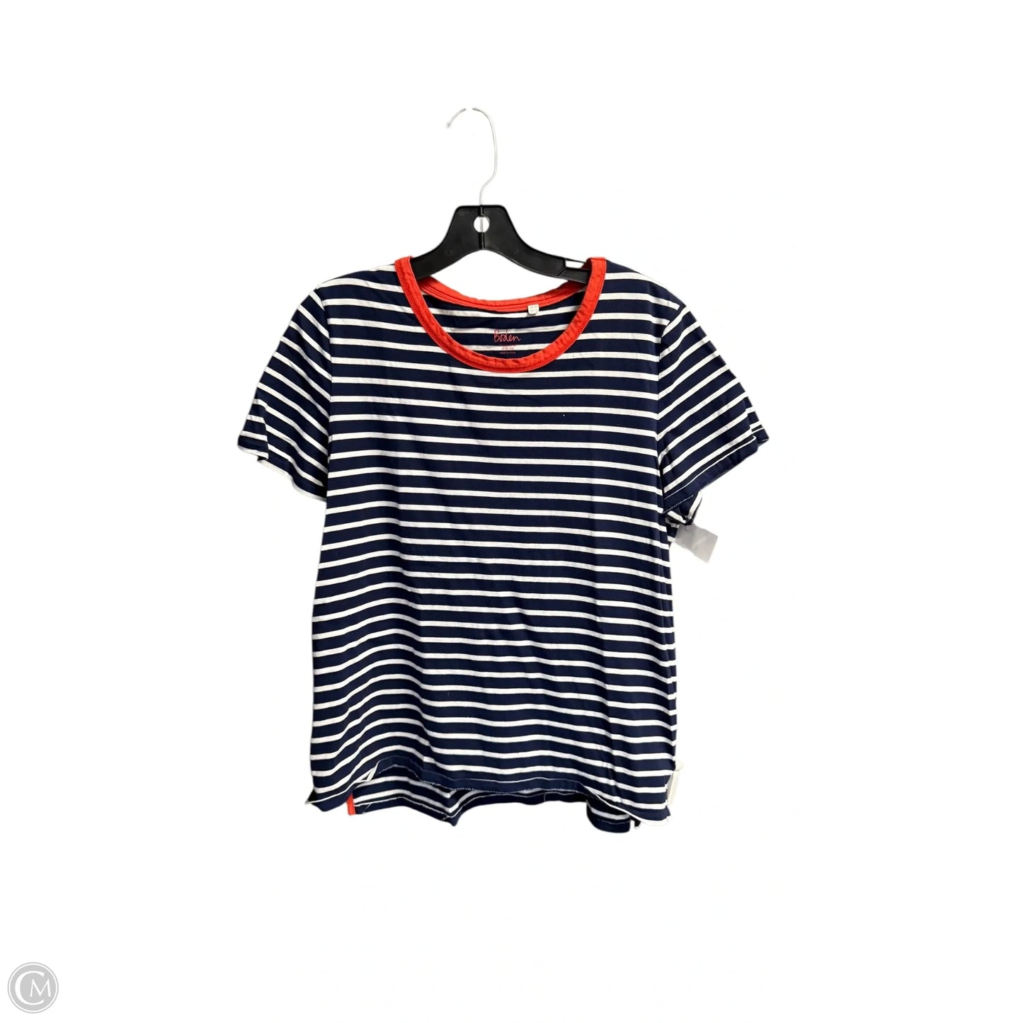 Top Short Sleeve Basic By Boden In Blue & White, Size: L