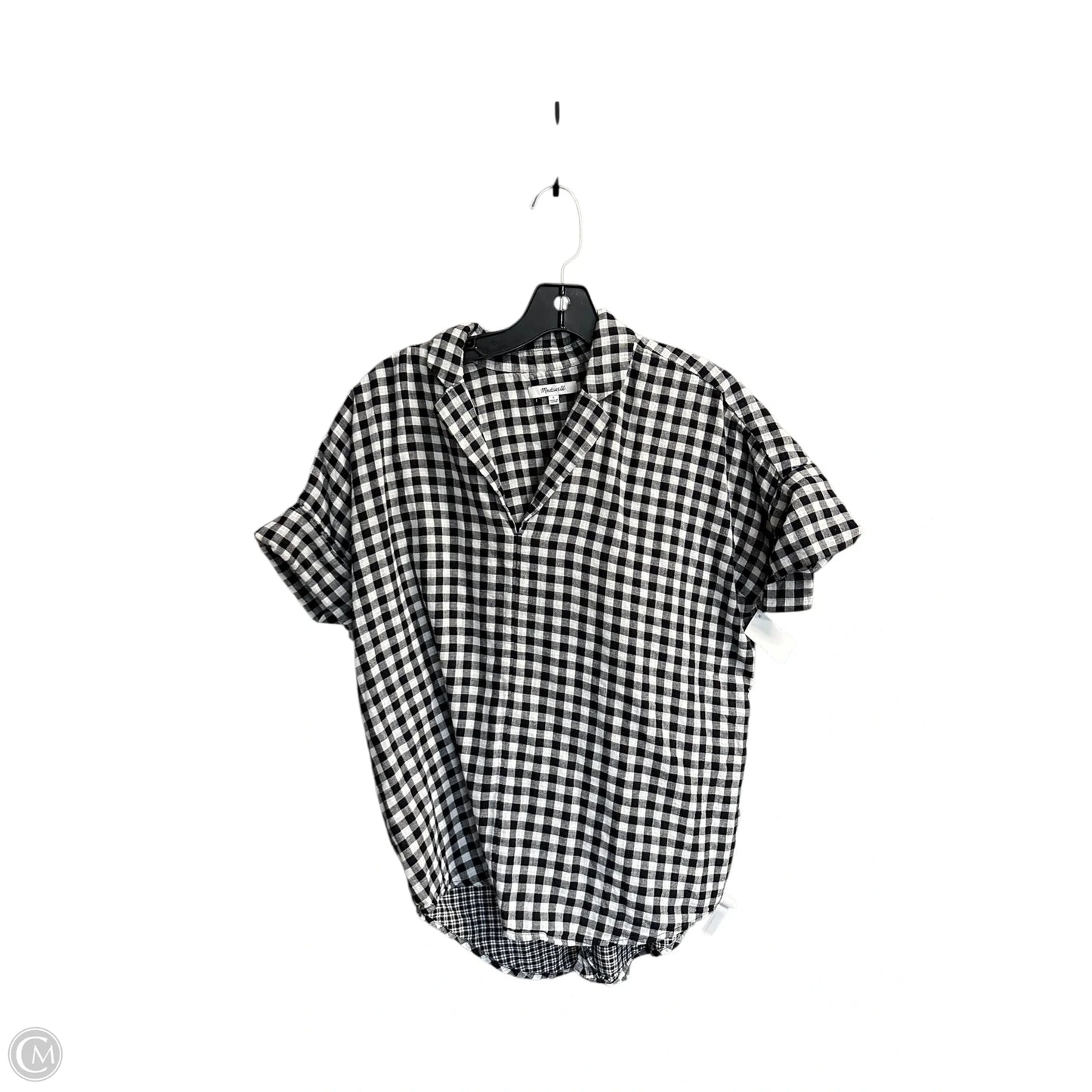 Top Short Sleeve By Madewell In Plaid Pattern, Size: S