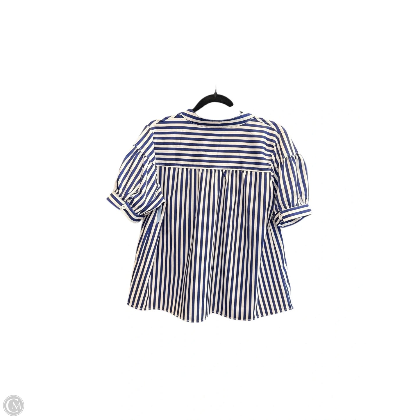 Top Short Sleeve By Clothes Mentor In Blue & White, Size: M