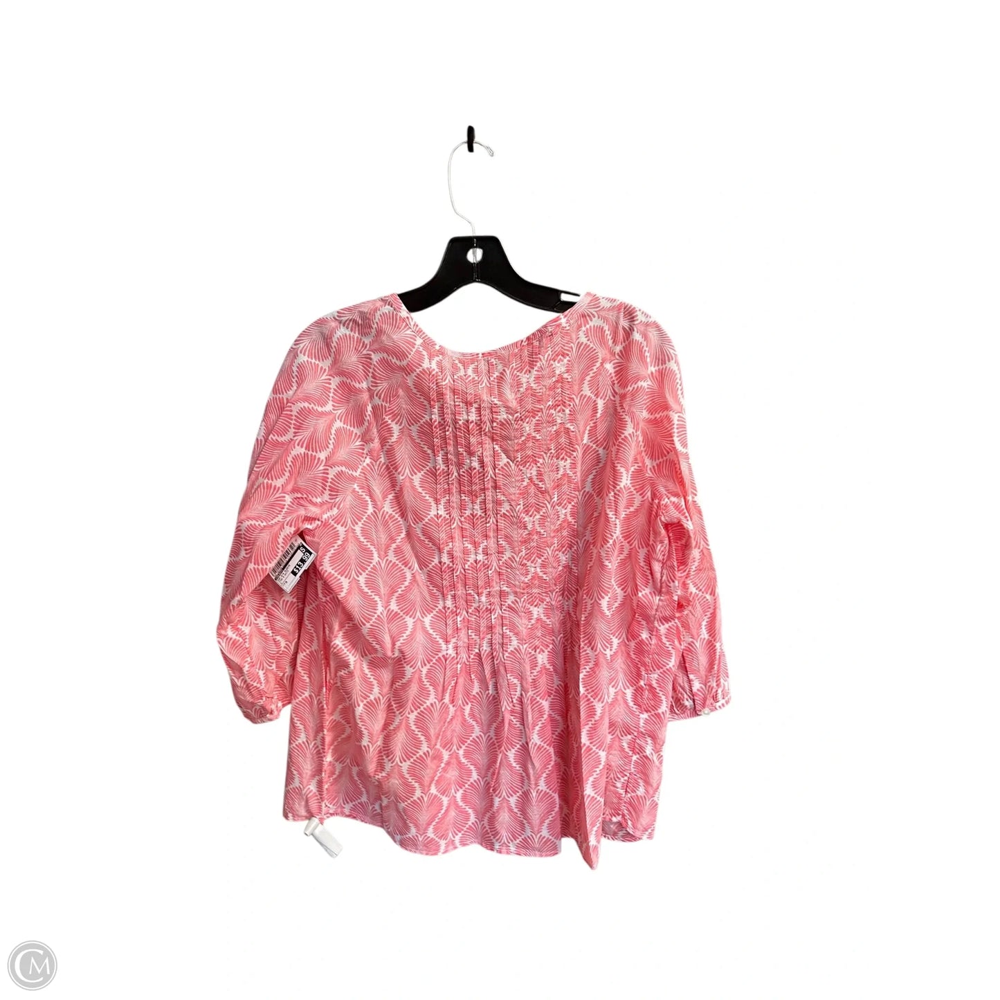 Top 3/4 Sleeve By Talbots In Pink & White, Size: M