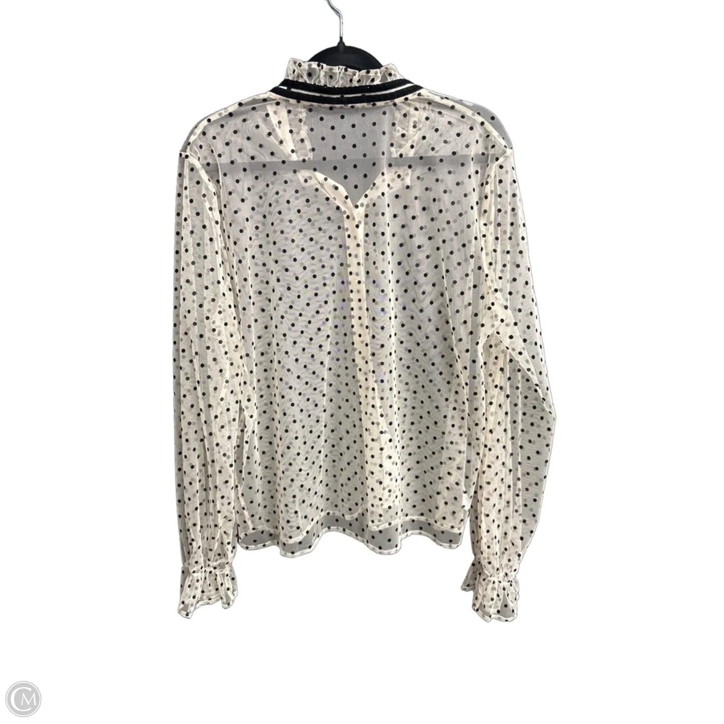 Blouse Long Sleeve By Loft In Polkadot Pattern, Size: L
