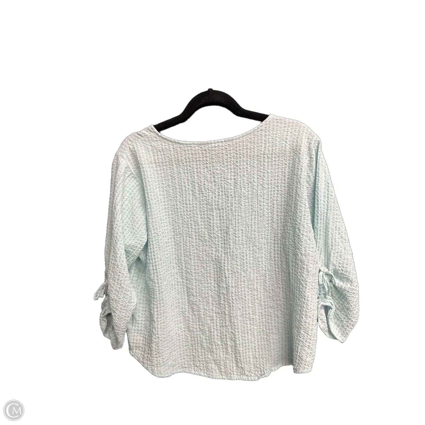Blouse 3/4 Sleeve By Woolrich In Green & White, Size: L