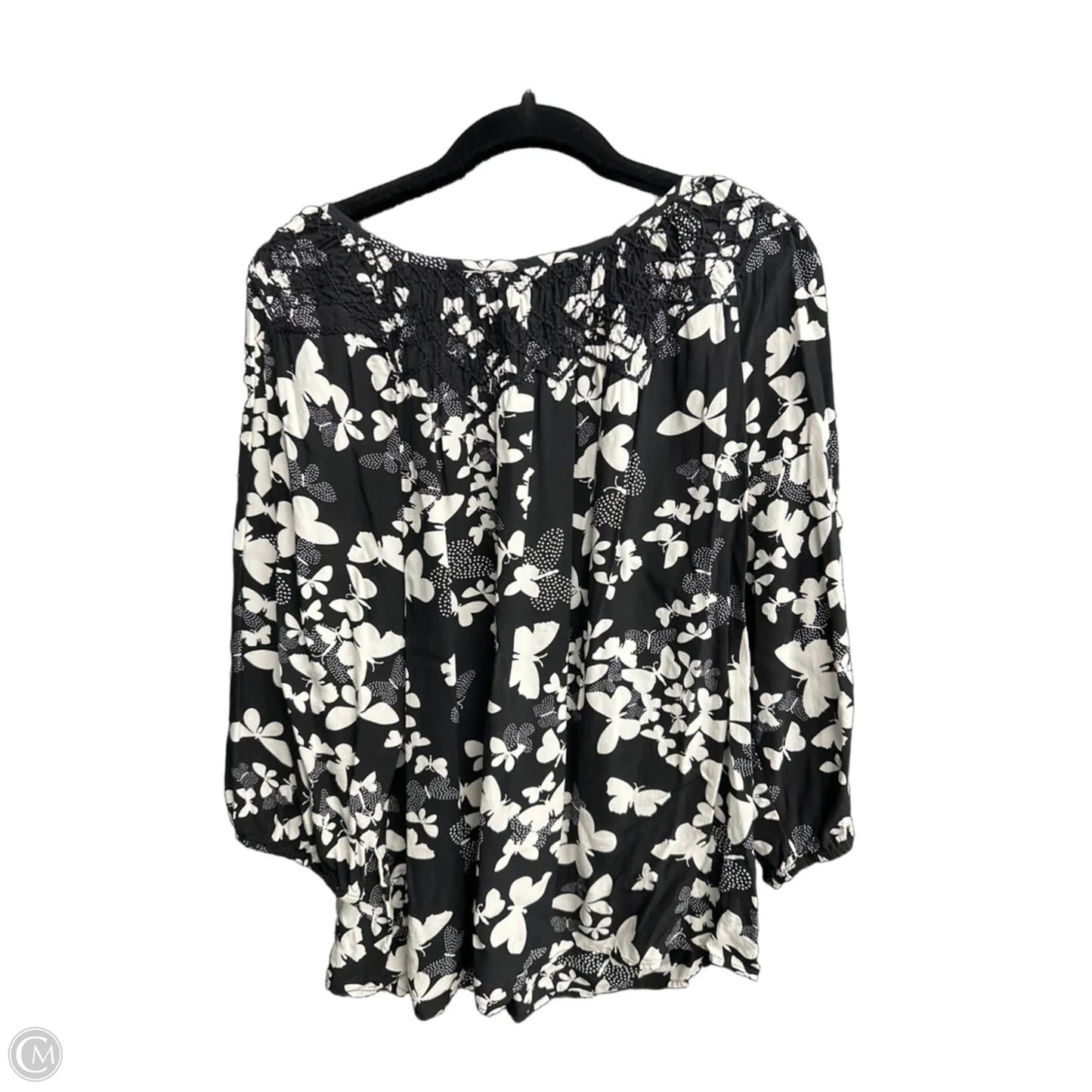 Top Long Sleeve By Talbots In Black & White, Size: Xlp