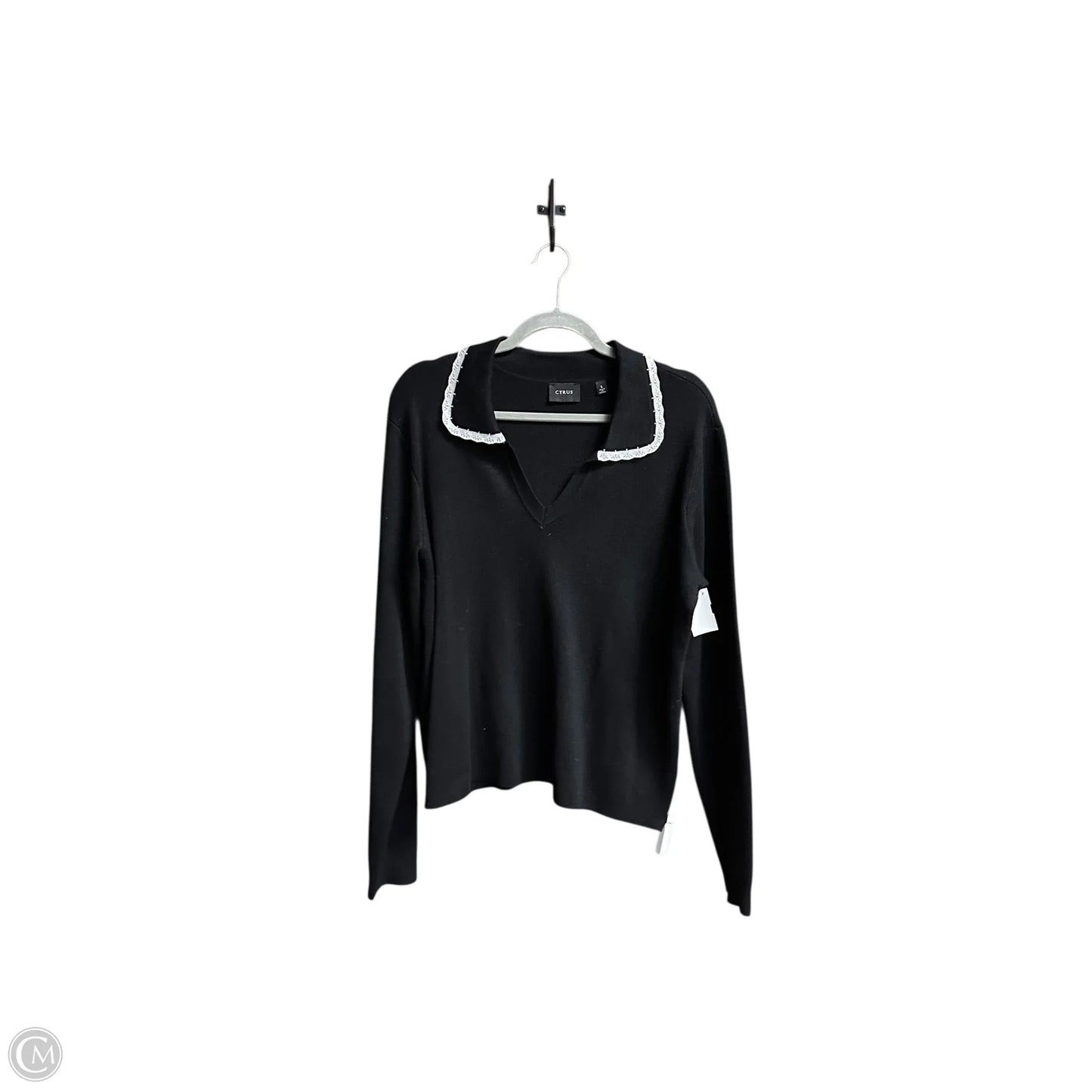 Sweater By Cyrus Knits In Black & Grey, Size: L