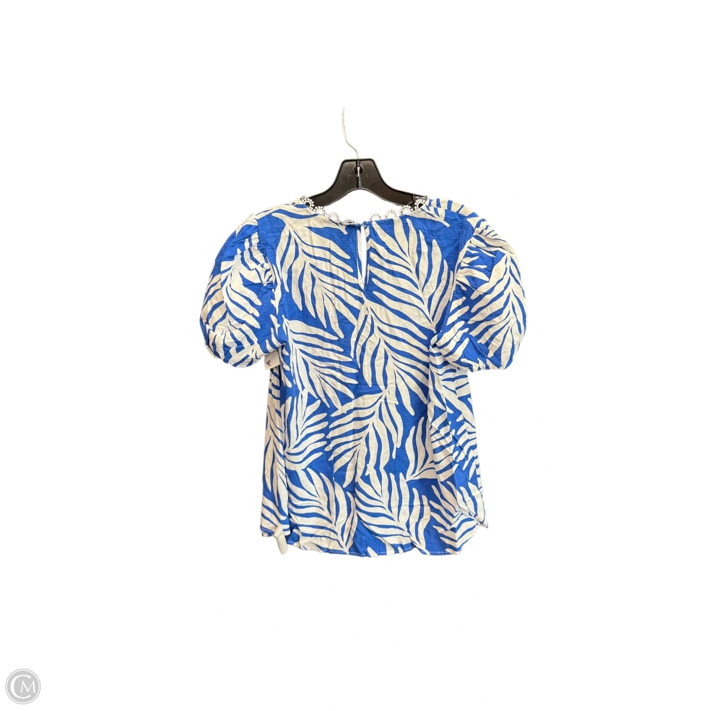 Top Short Sleeve By Cato In Blue & White, Size: M
