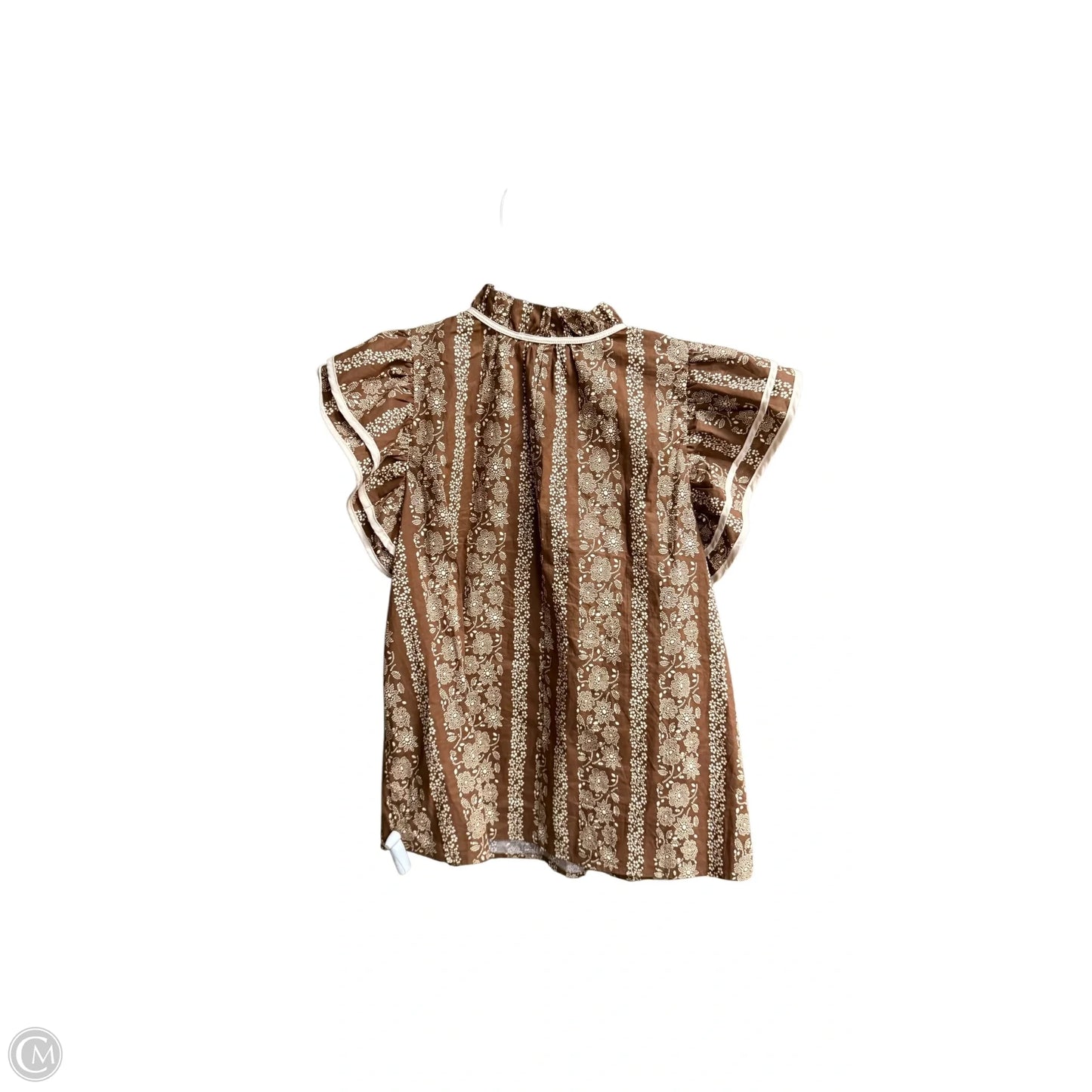 Top Short Sleeve By Entro In Brown & Cream, Size: S