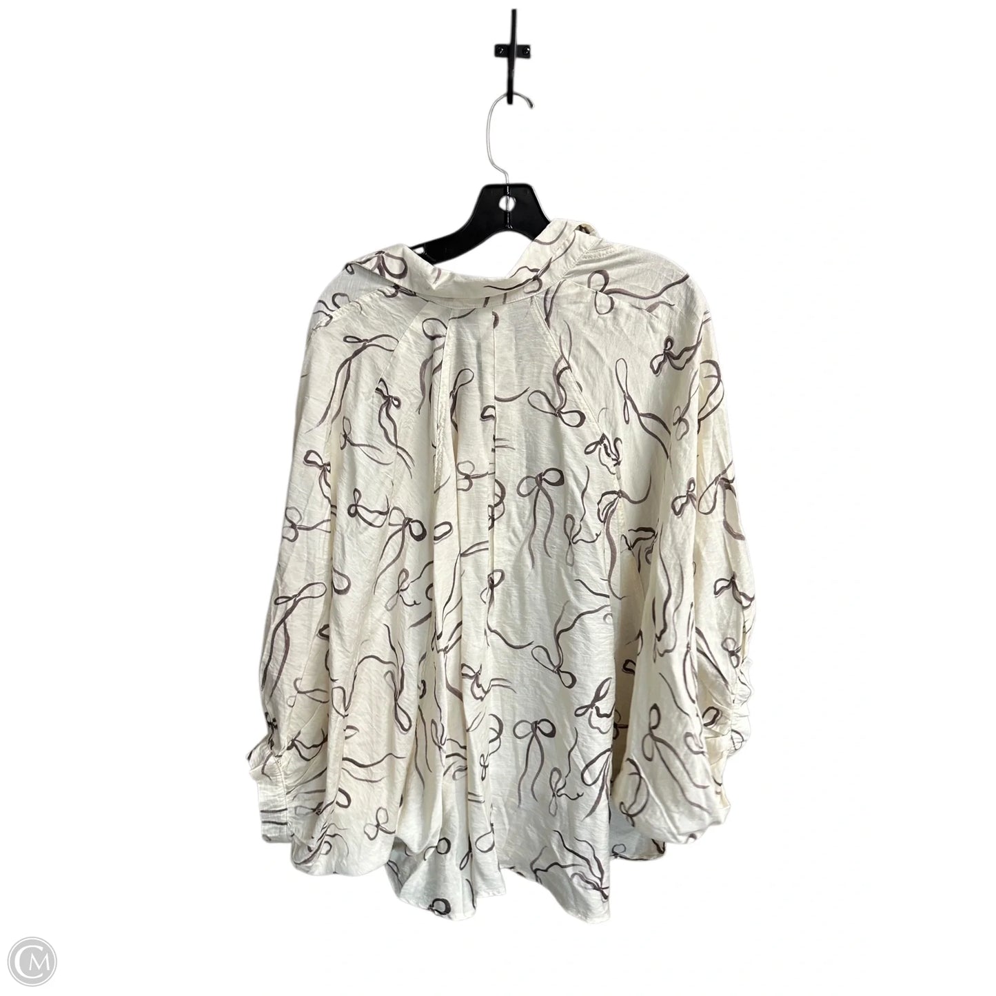 Top Long Sleeve By Glam In Grey & White, Size: L