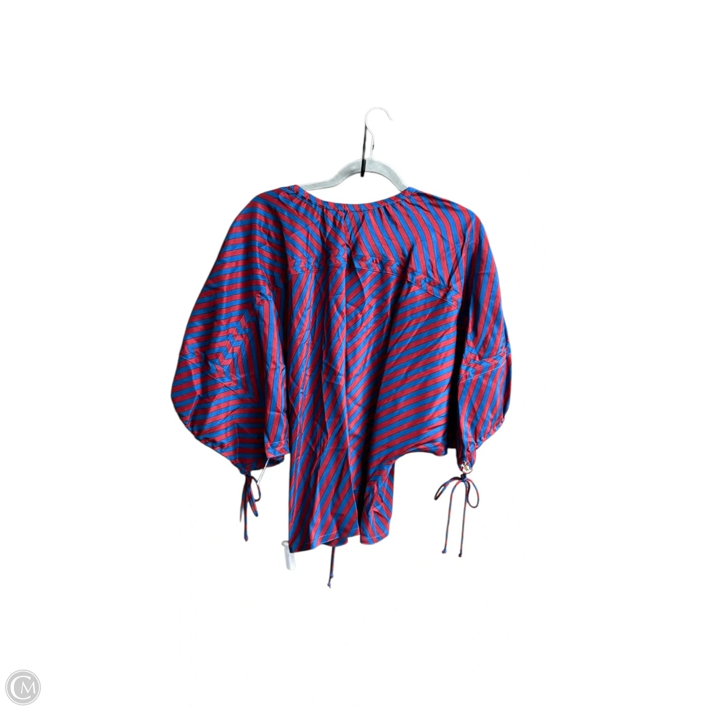 Top 3/4 Sleeve Designer By Tory Burch In Blue & Red, Size: Xl