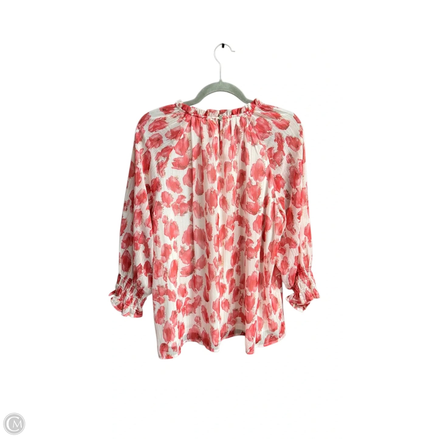 Top Long Sleeve By Entro In Pink & White, Size: L