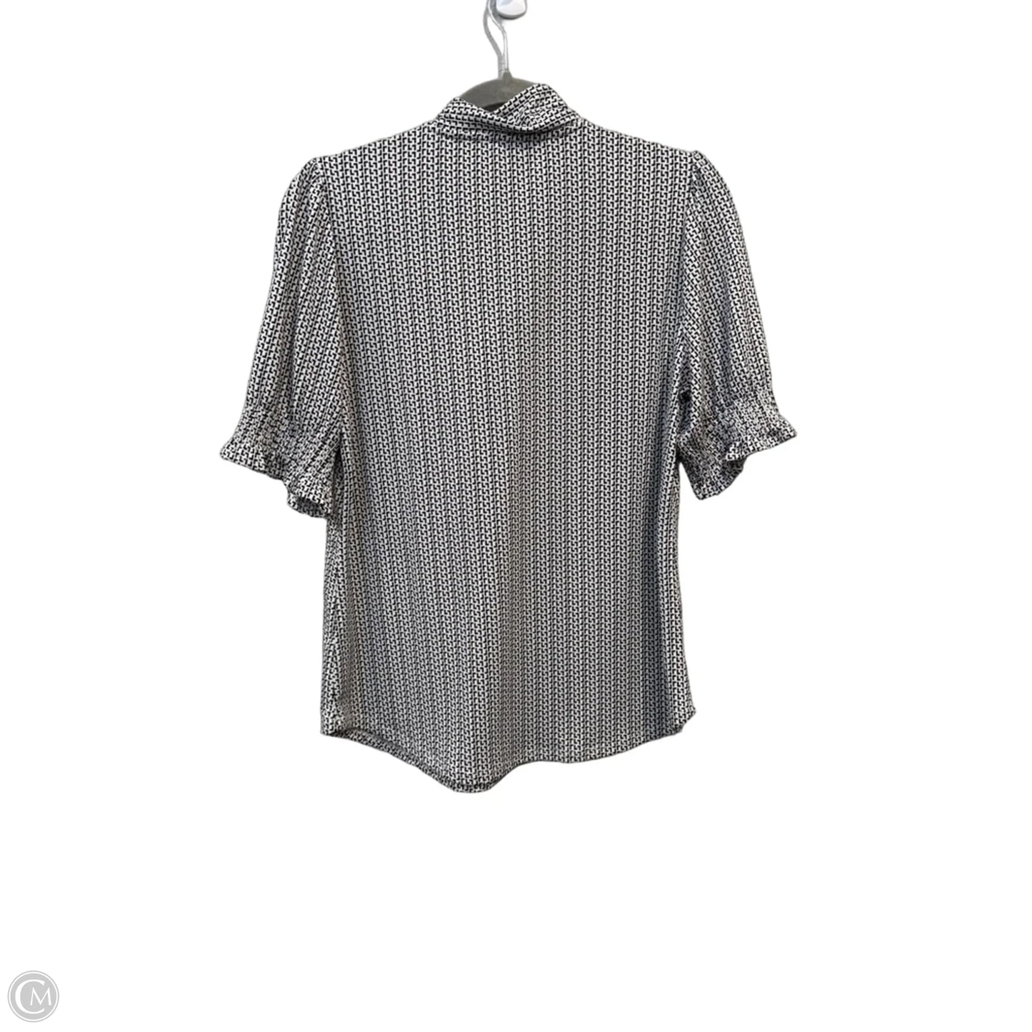 Blouse Short Sleeve By Adrianna Papell In Black & White, Size: S