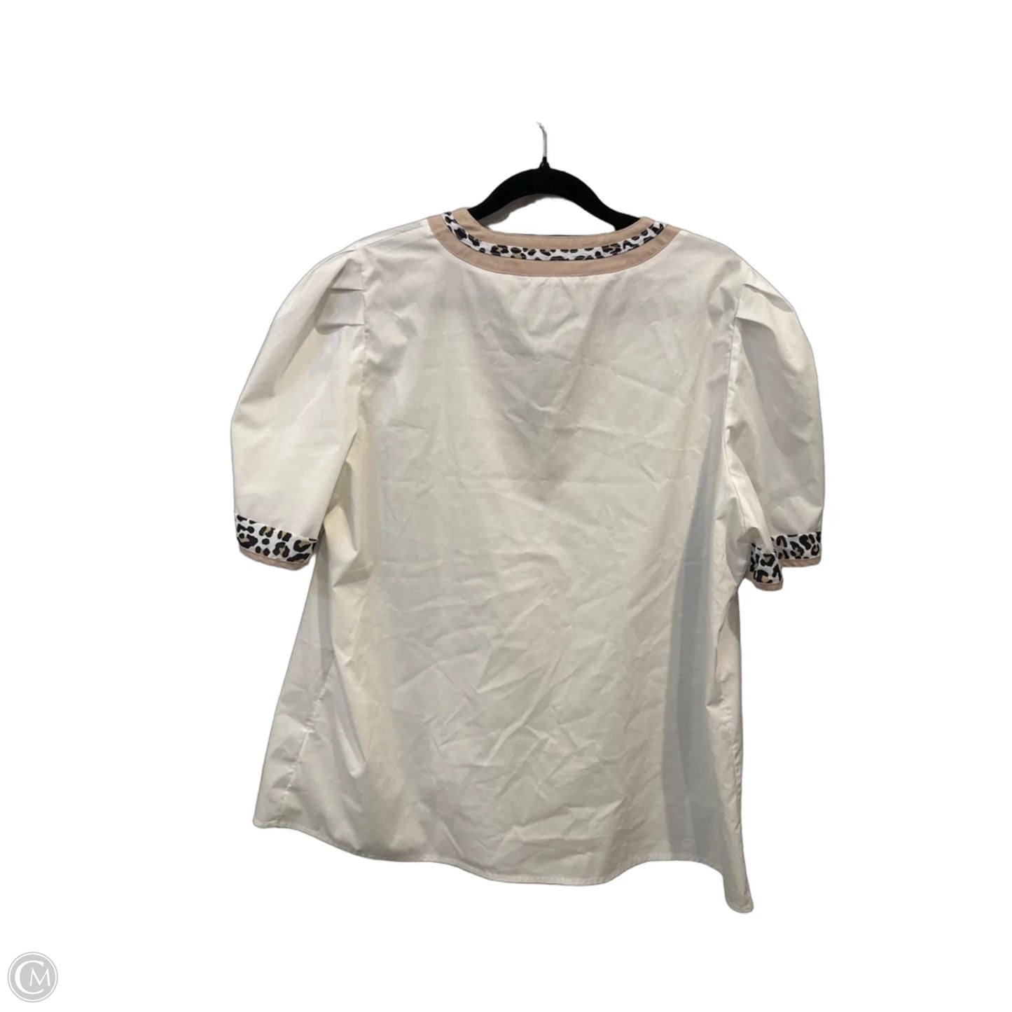 Blouse Short Sleeve By Clothes Mentor In White, Size: L