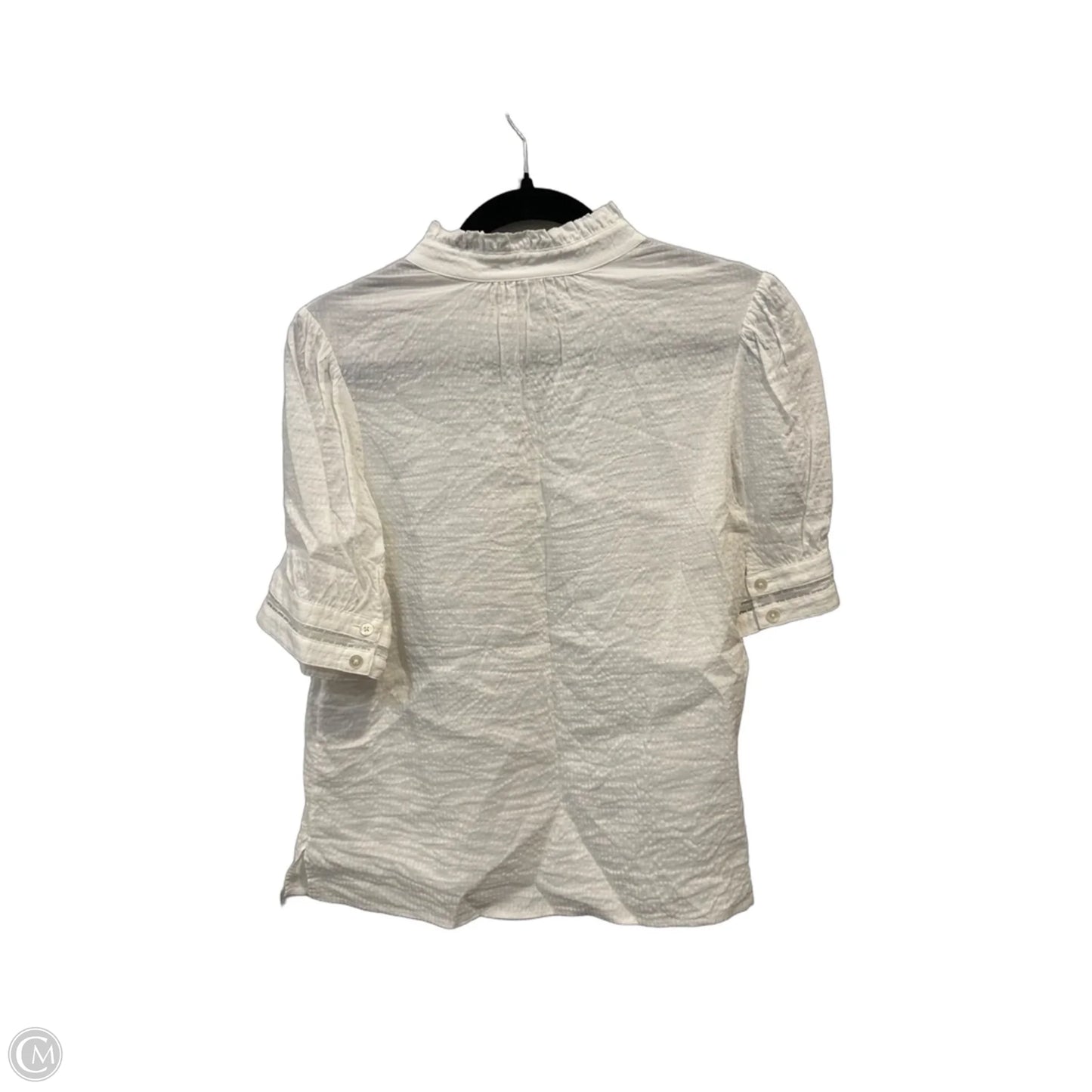 Blouse Short Sleeve By Frame In White, Size: L