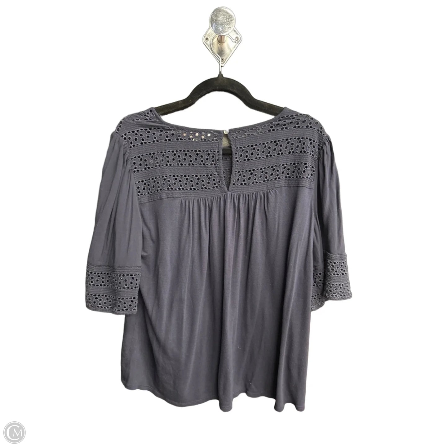 Top Short Sleeve By Loft In Navy, Size: M