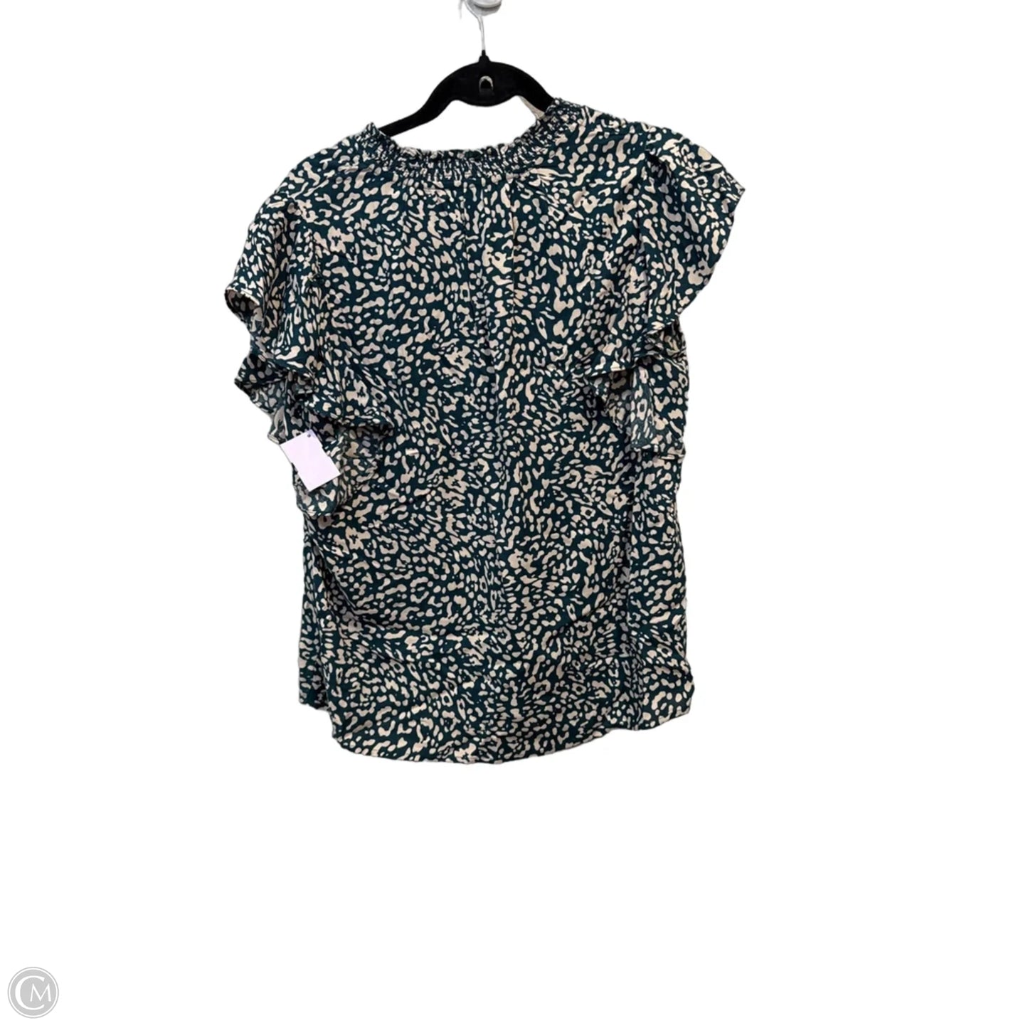 Blouse Short Sleeve By Jessica Simpson In Cream & Green, Size: M