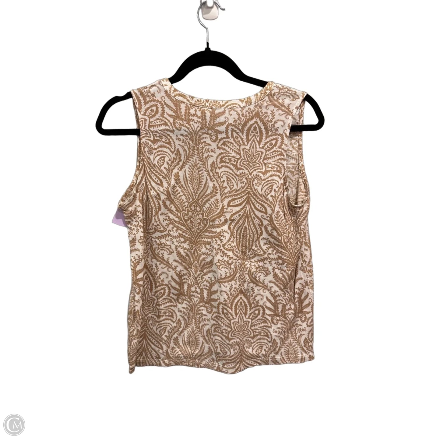 Top Sleeveless By Loft In Tan & White, Size: S