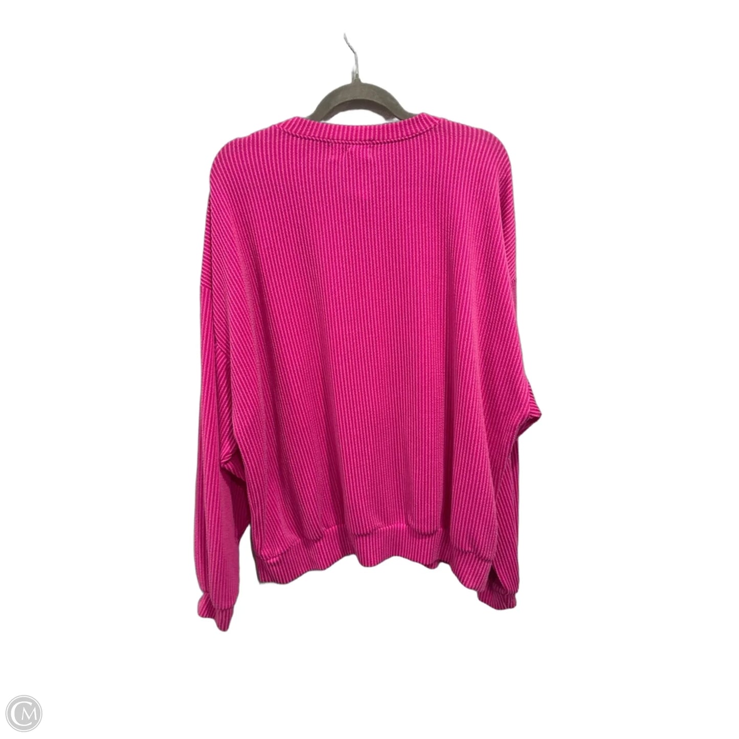 Top Long Sleeve By Bucketlist In Pink & White, Size: L