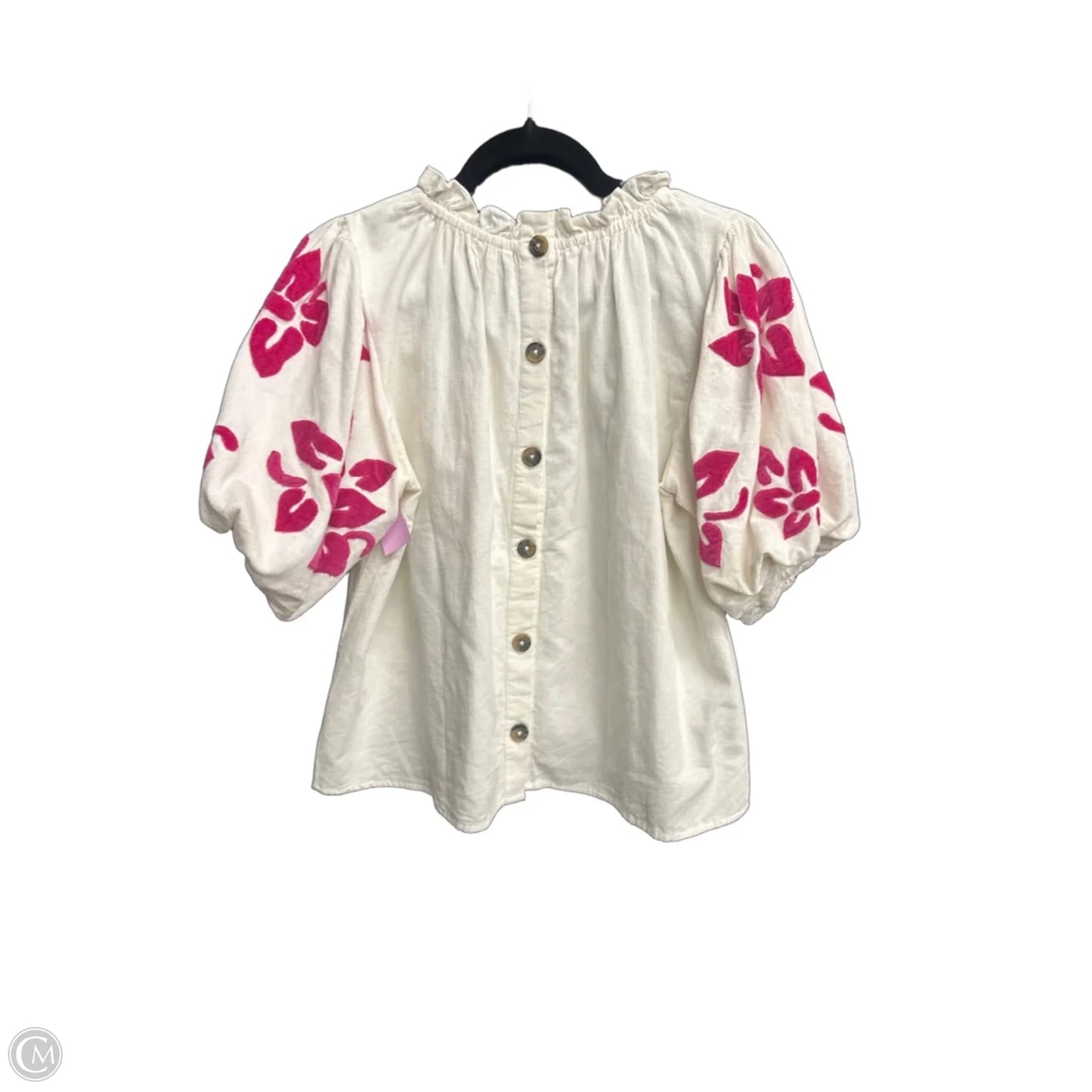 Top Short Sleeve By Thml In Cream & Pink, Size: Xs