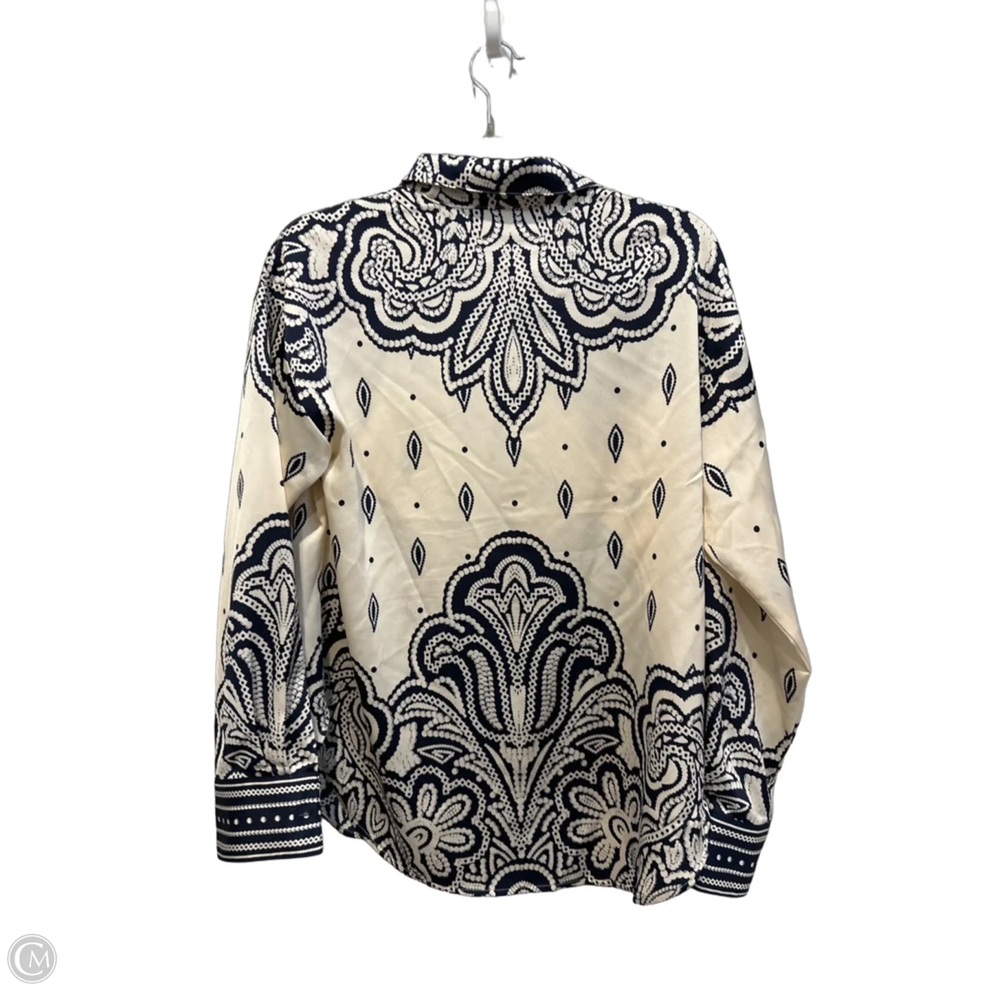 Top Long Sleeve By Loft In Blue & Cream, Size: Xs
