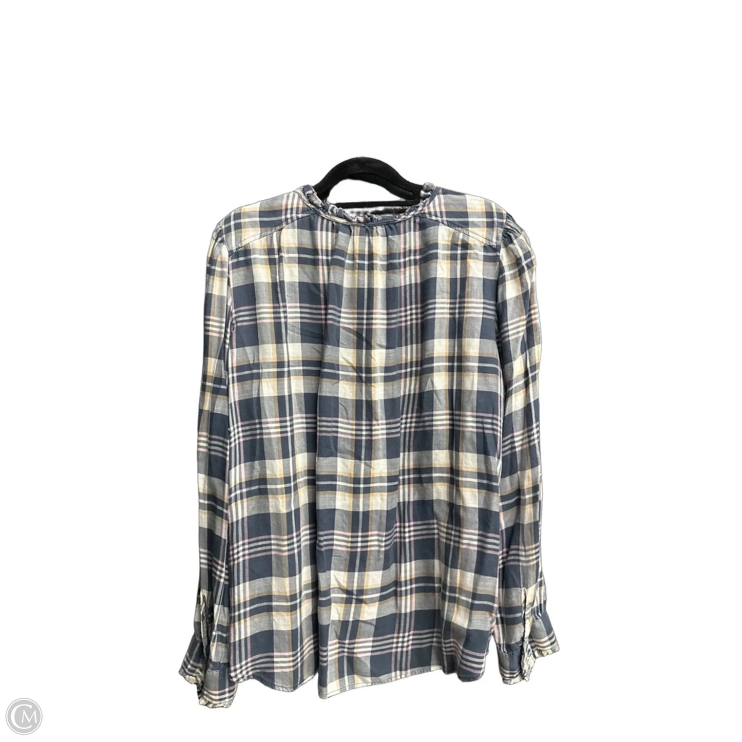 Top Long Sleeve By Loft In Checkered Pattern, Size: L