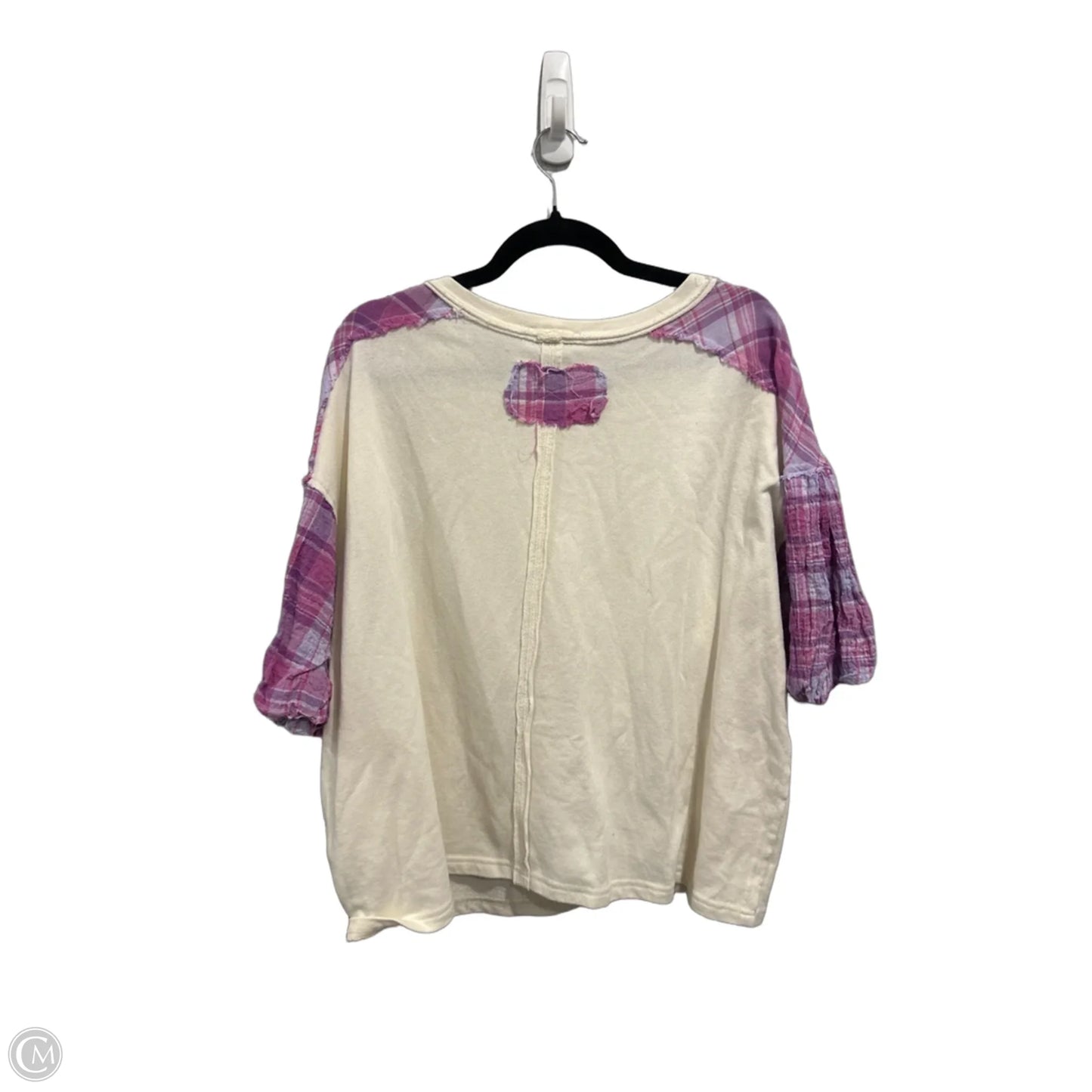 Top Short Sleeve By Clothes Mentor In Cream & Purple, Size: S