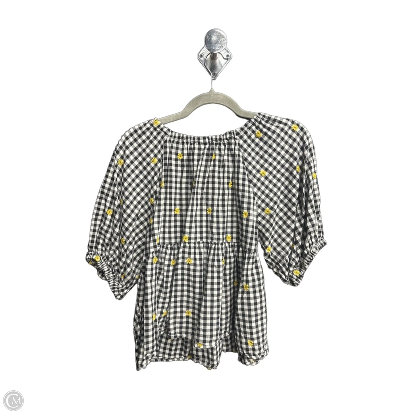 Top Short Sleeve By Old Navy In Plaid Pattern, Size: M