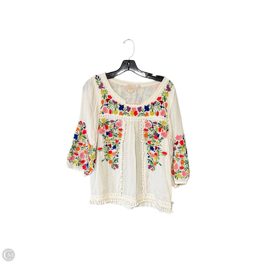 Top 3/4 Sleeve By Clothes Mentor In Cream, Size: 8