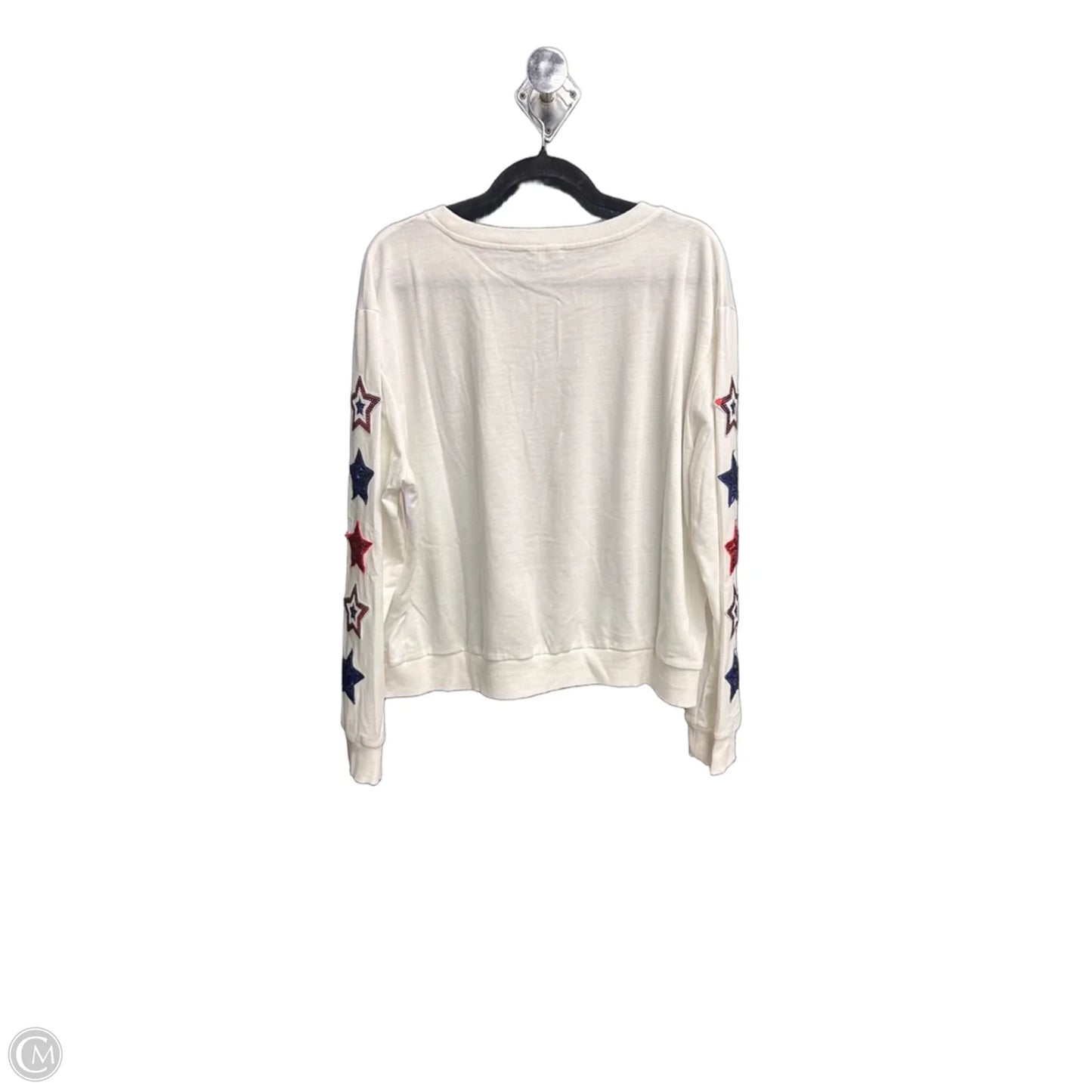 Top Long Sleeve By Main Strip In White, Size: L