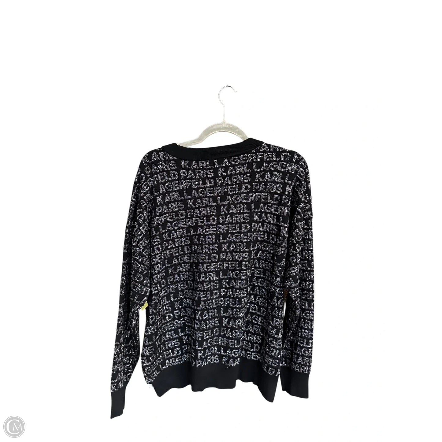 Sweater Designer By Karl Lagerfeld In Black & Silver, Size: Xl