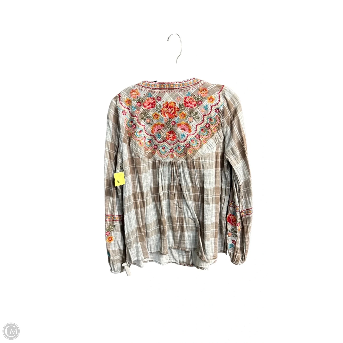 Top Long Sleeve By Savanna Jane In Plaid Pattern, Size: L