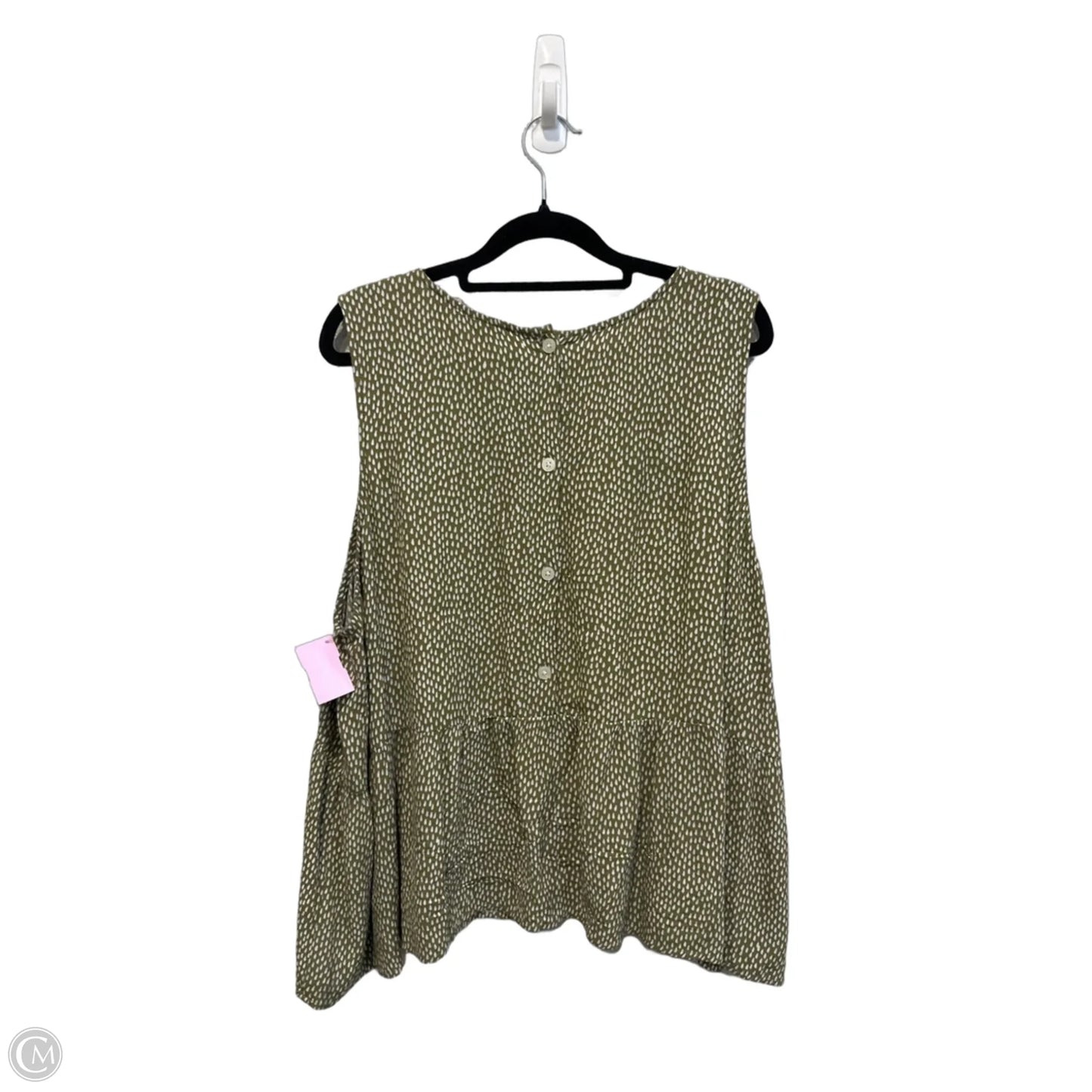 Top Sleeveless By Loft In Green & White, Size: Xl